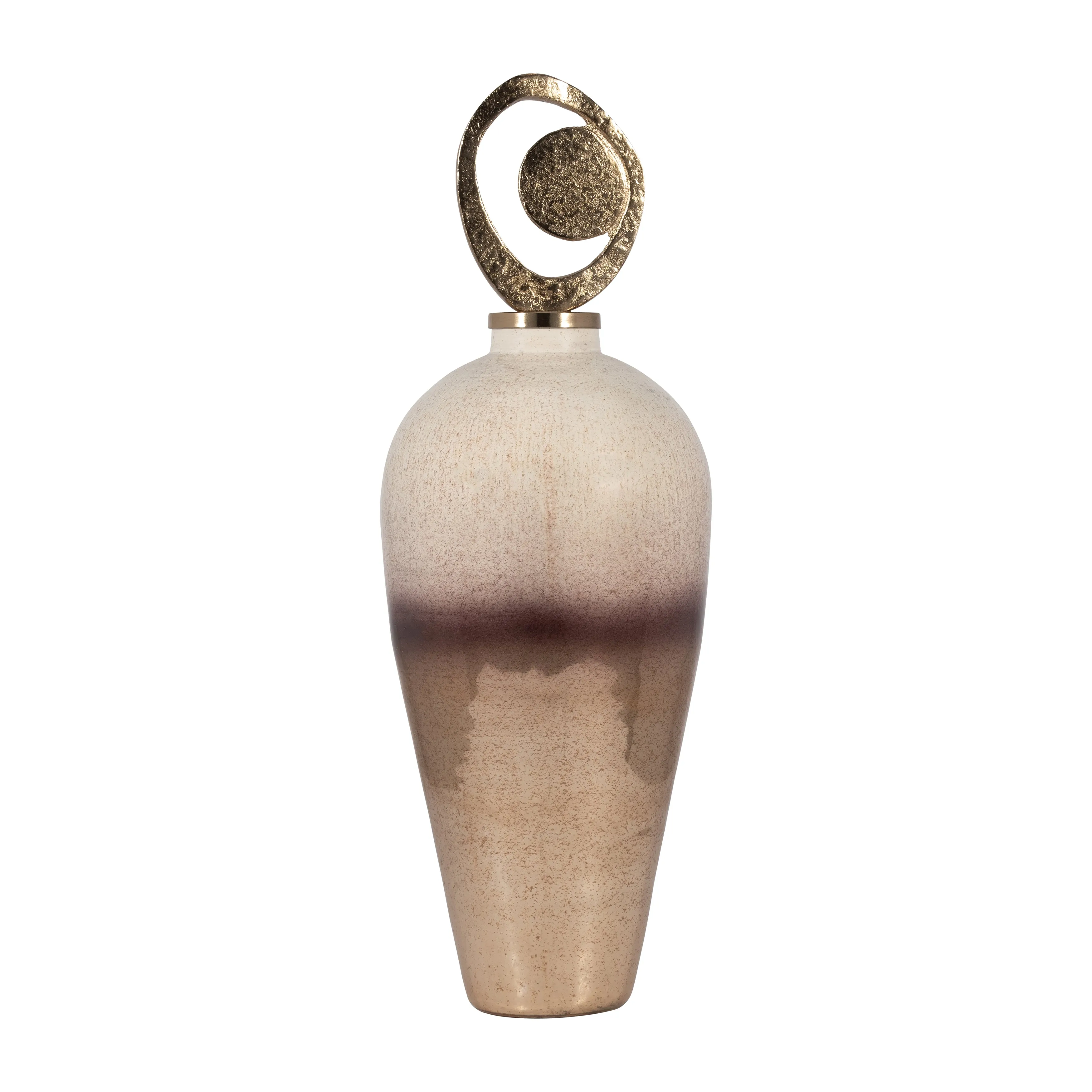 GLASS, 27" VASE METAL SWIRL TOPPER, 2-TONE BRONZE