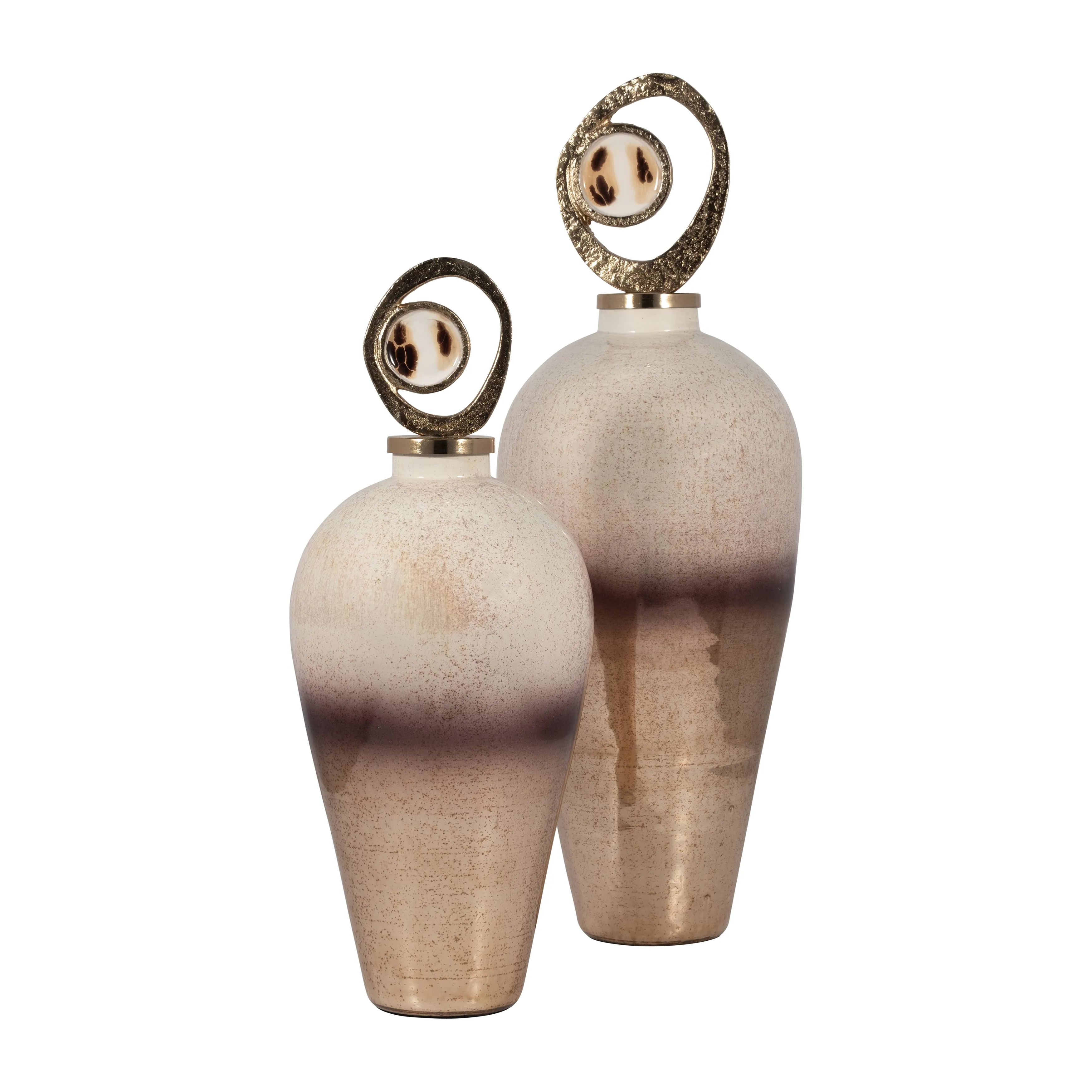 GLASS, 27" VASE METAL SWIRL TOPPER, 2-TONE BRONZE