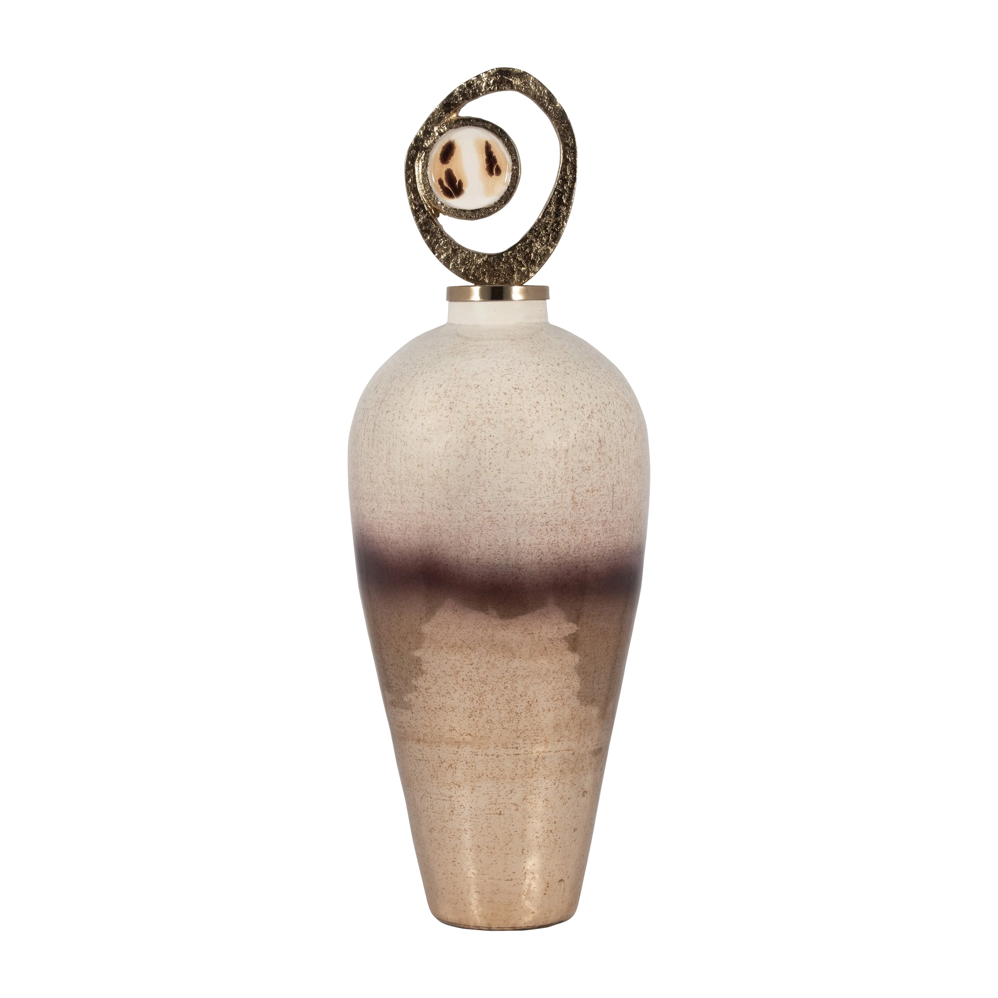 GLASS, 27" VASE METAL SWIRL TOPPER, 2-TONE BRONZE