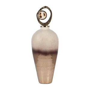 GLASS, 27" VASE METAL SWIRL TOPPER, 2-TONE BRONZE