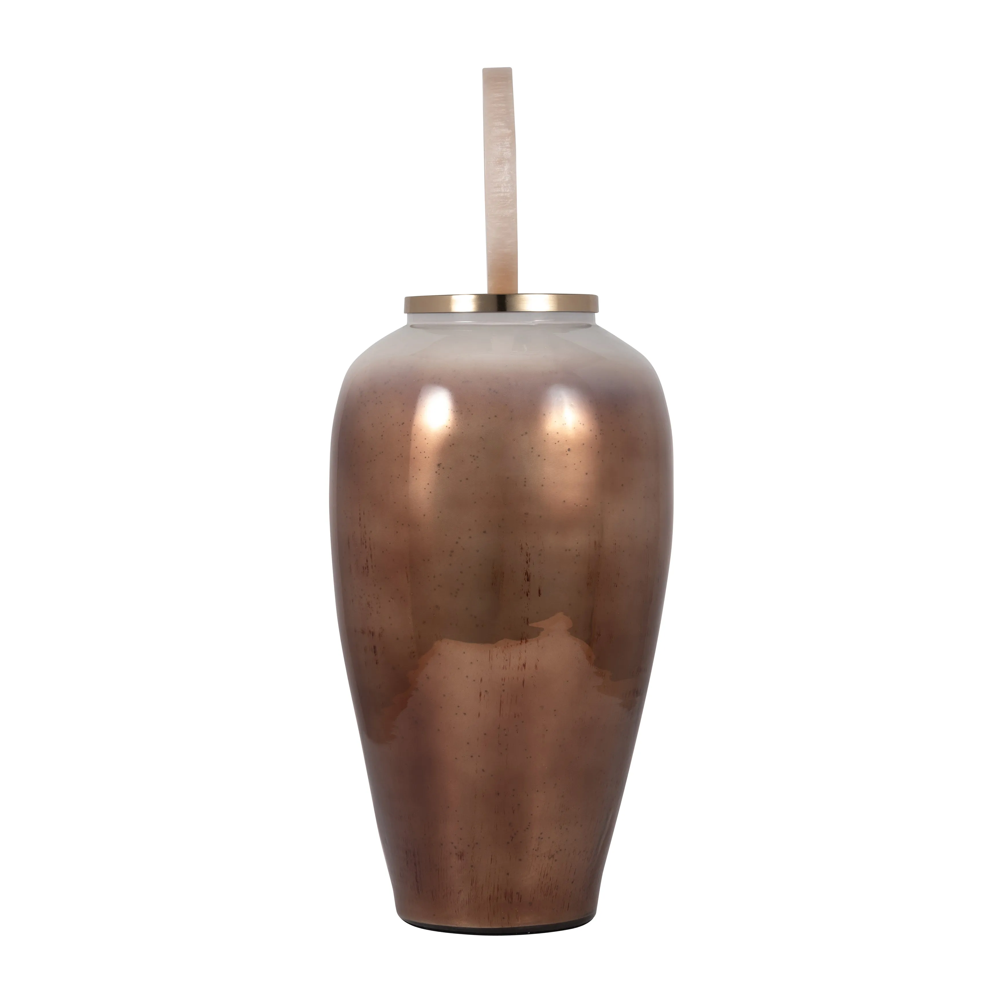 GLASS, 28" VASE ROUND RESIN TOPPER, COPPER