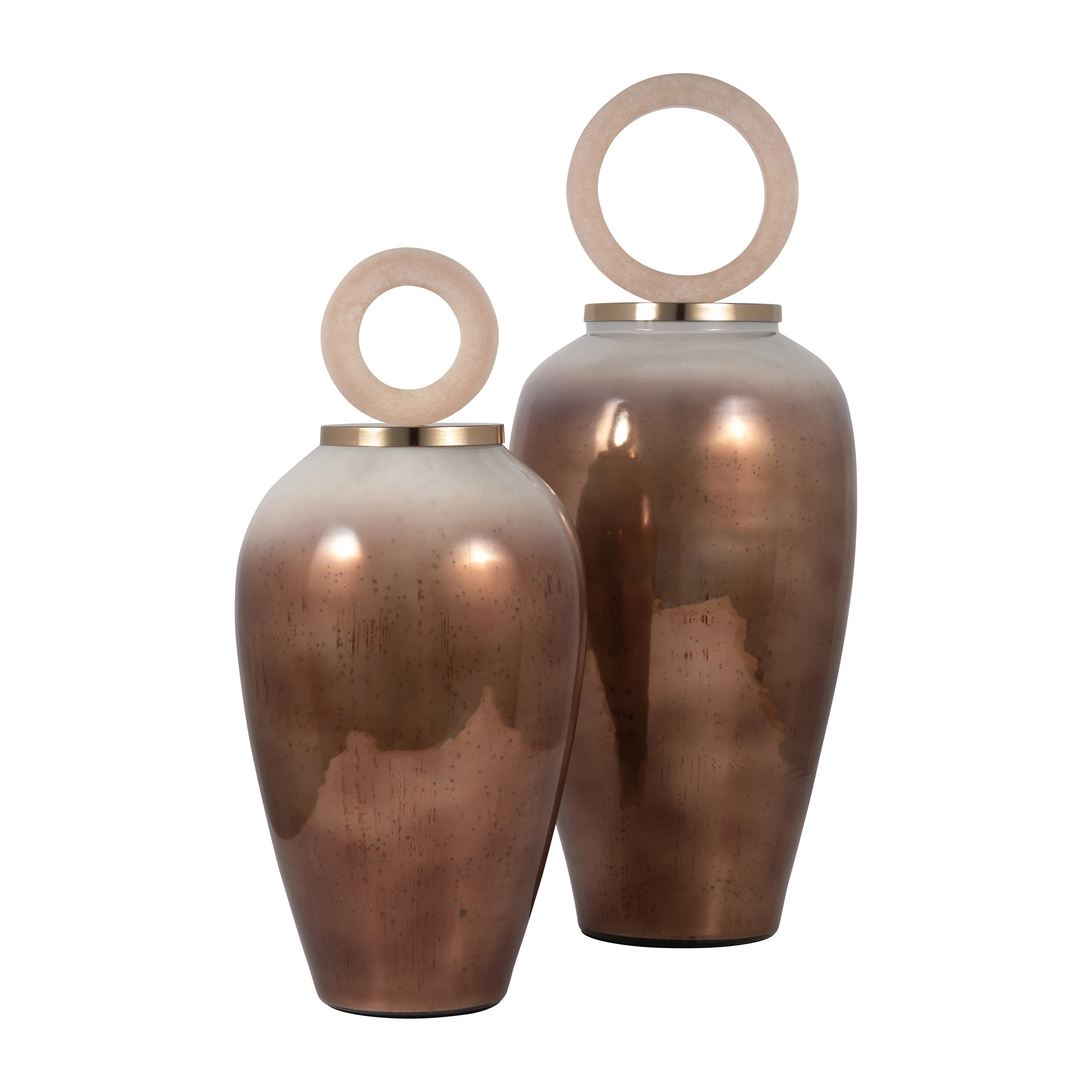 GLASS, 28" VASE ROUND RESIN TOPPER, COPPER