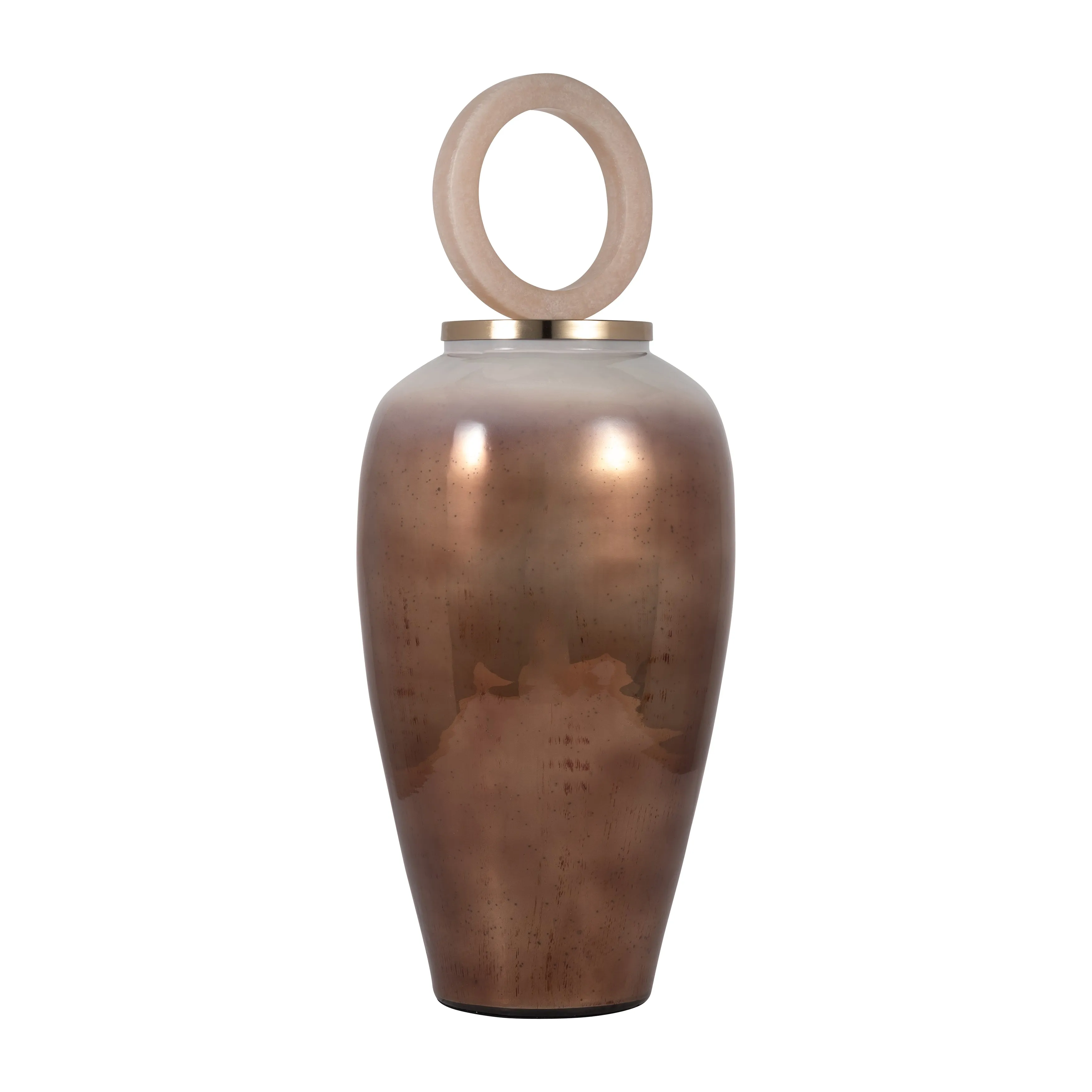 GLASS, 28" VASE ROUND RESIN TOPPER, COPPER