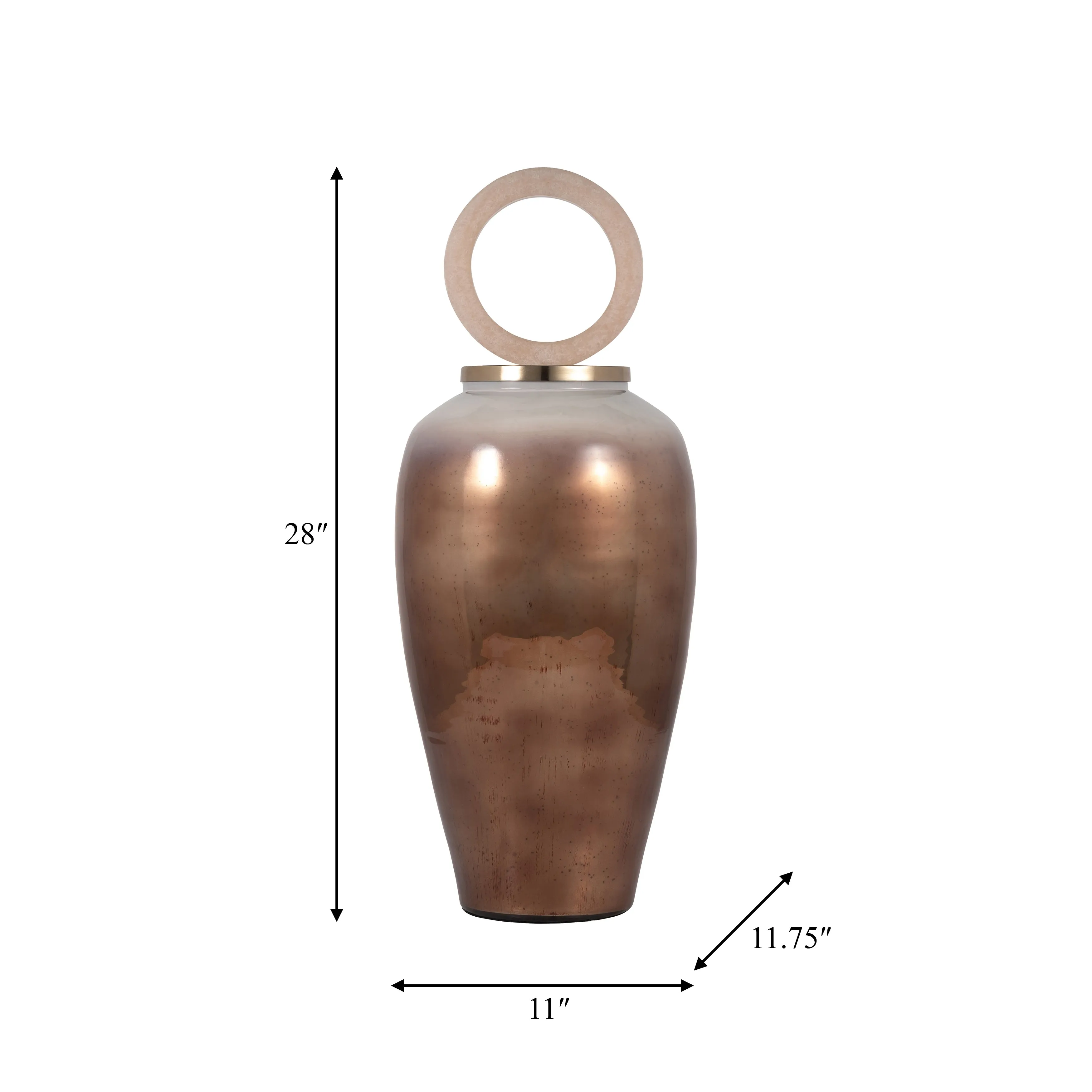GLASS, 28" VASE ROUND RESIN TOPPER, COPPER