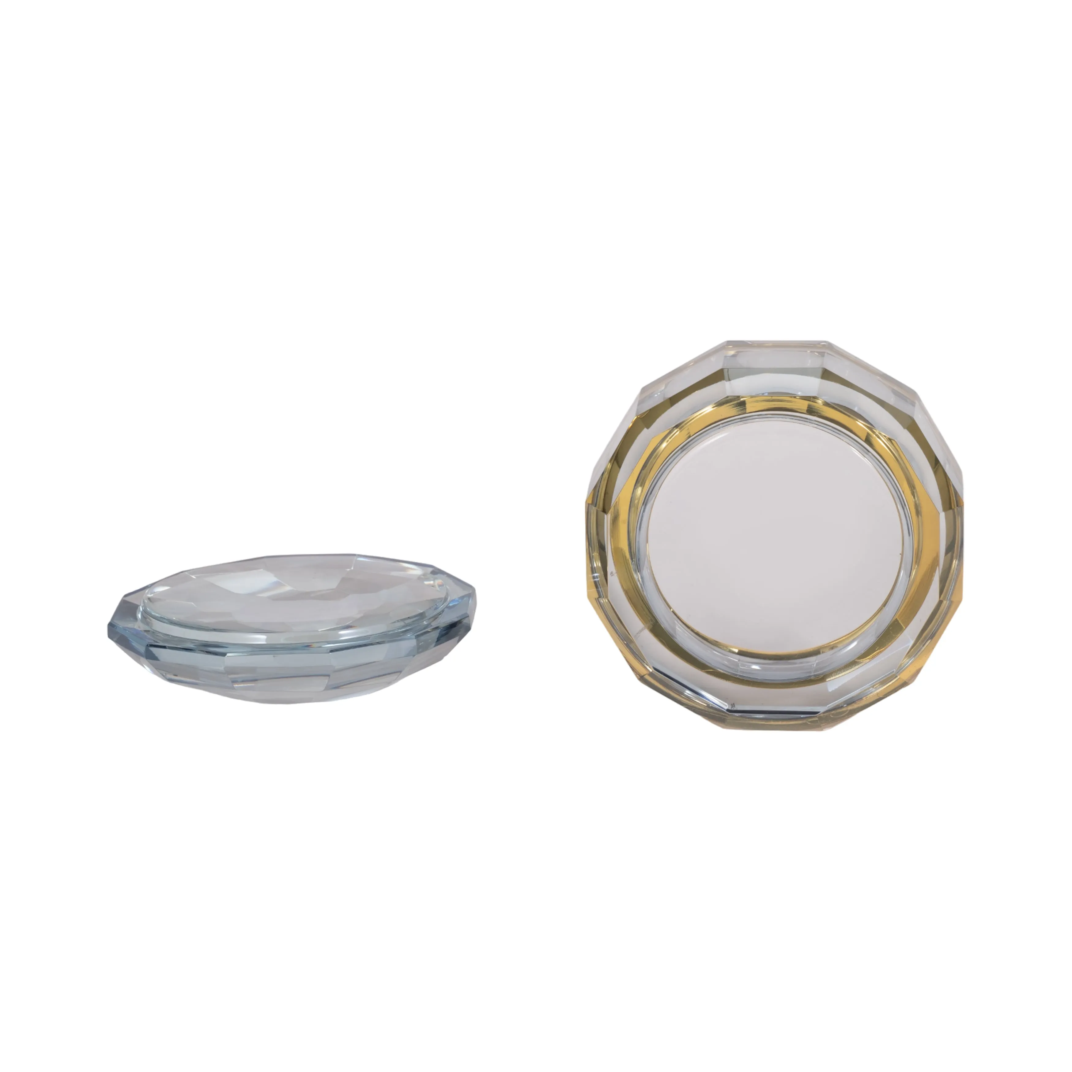 GLASS, 4"D TRINKET BOX, BLUE