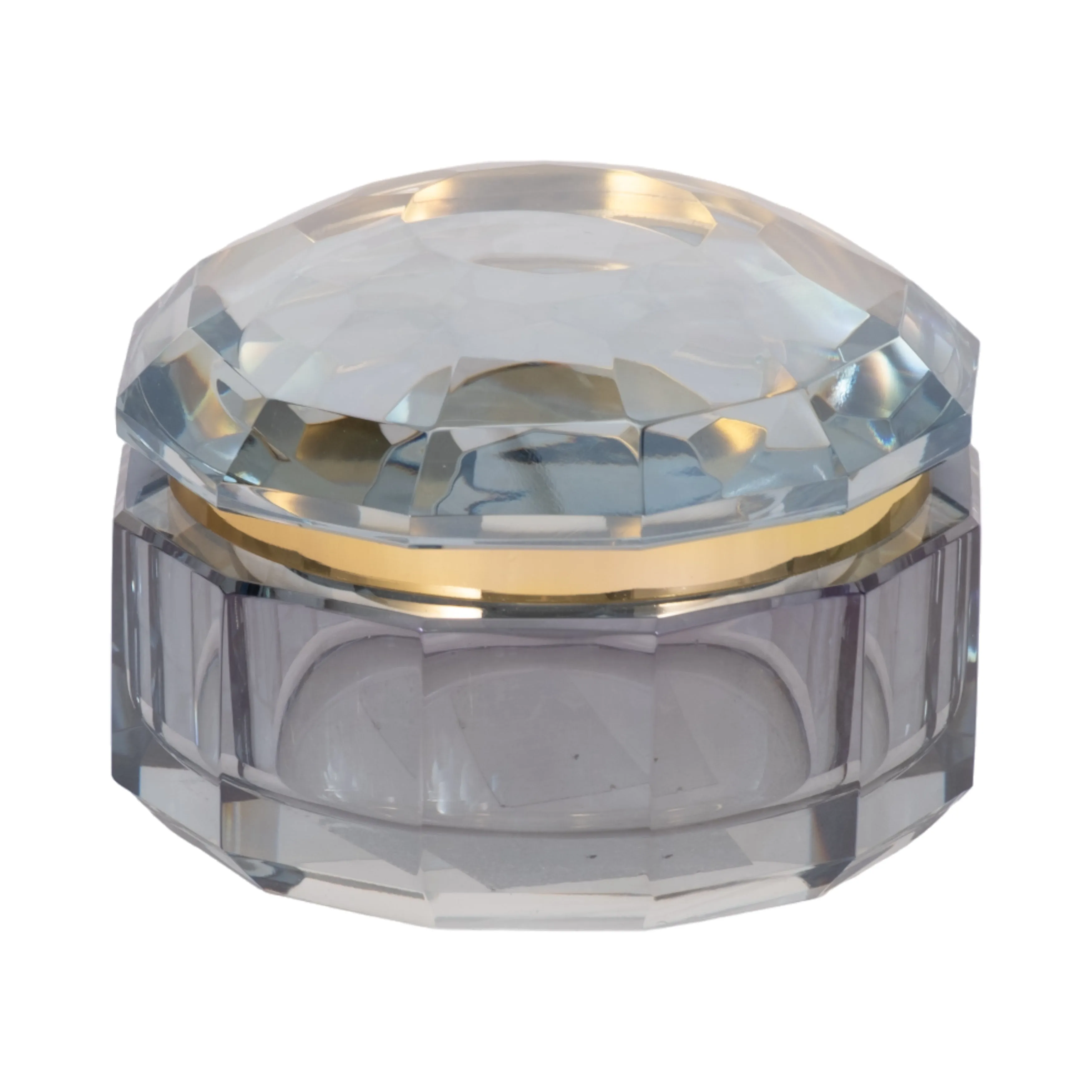 GLASS, 4"D TRINKET BOX, BLUE