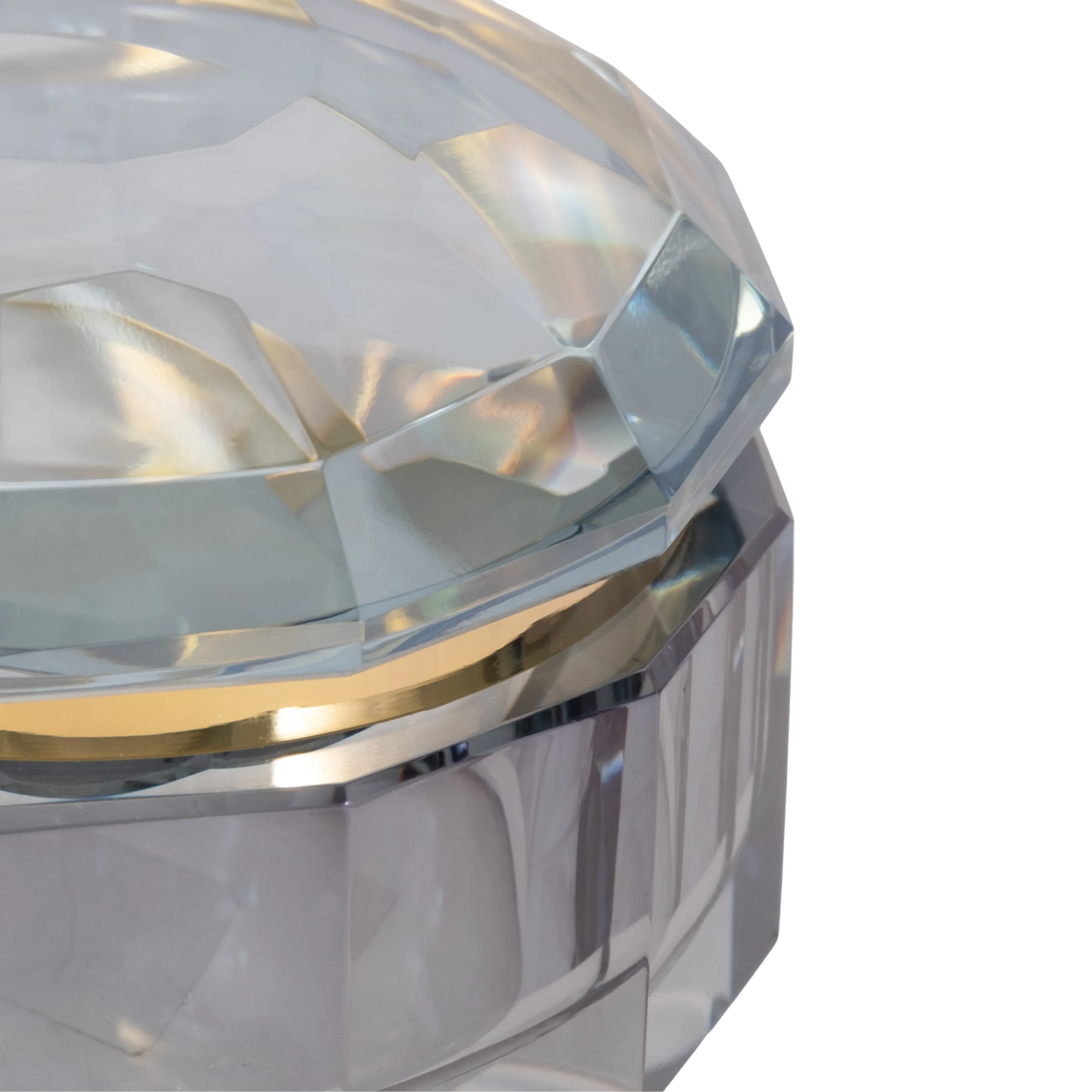 GLASS, 4"D TRINKET BOX, BLUE