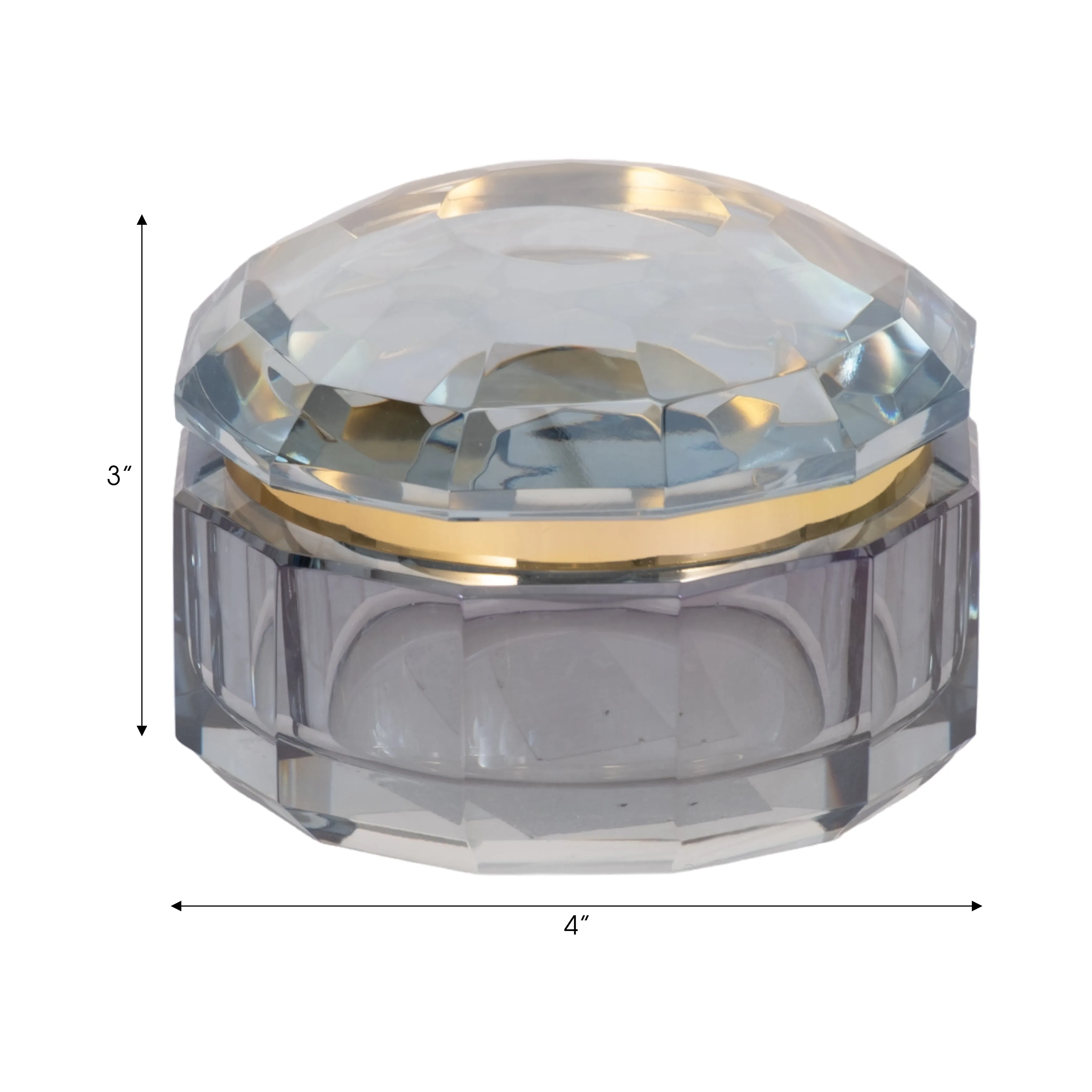 GLASS, 4"D TRINKET BOX, BLUE