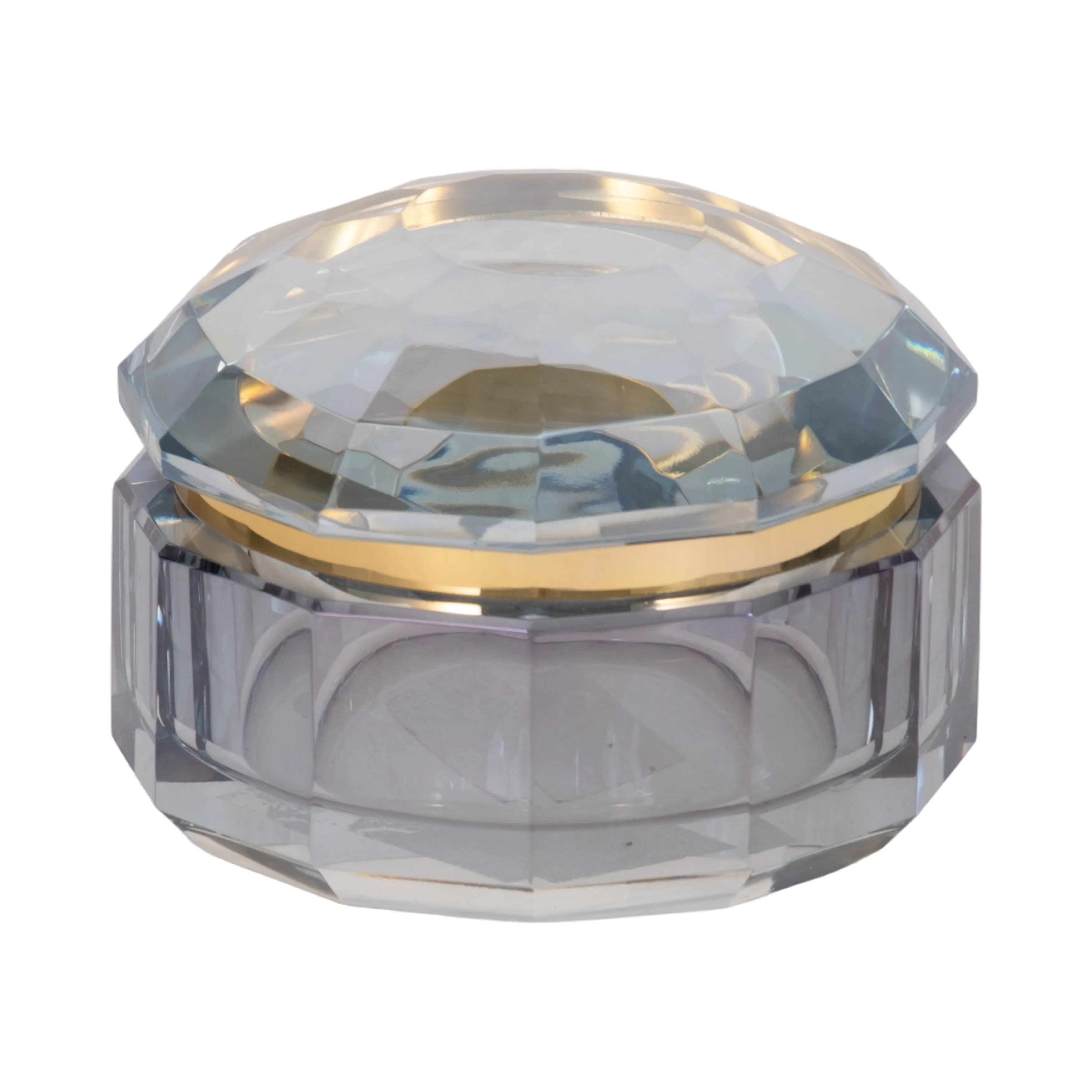 GLASS, 4"D TRINKET BOX, BLUE