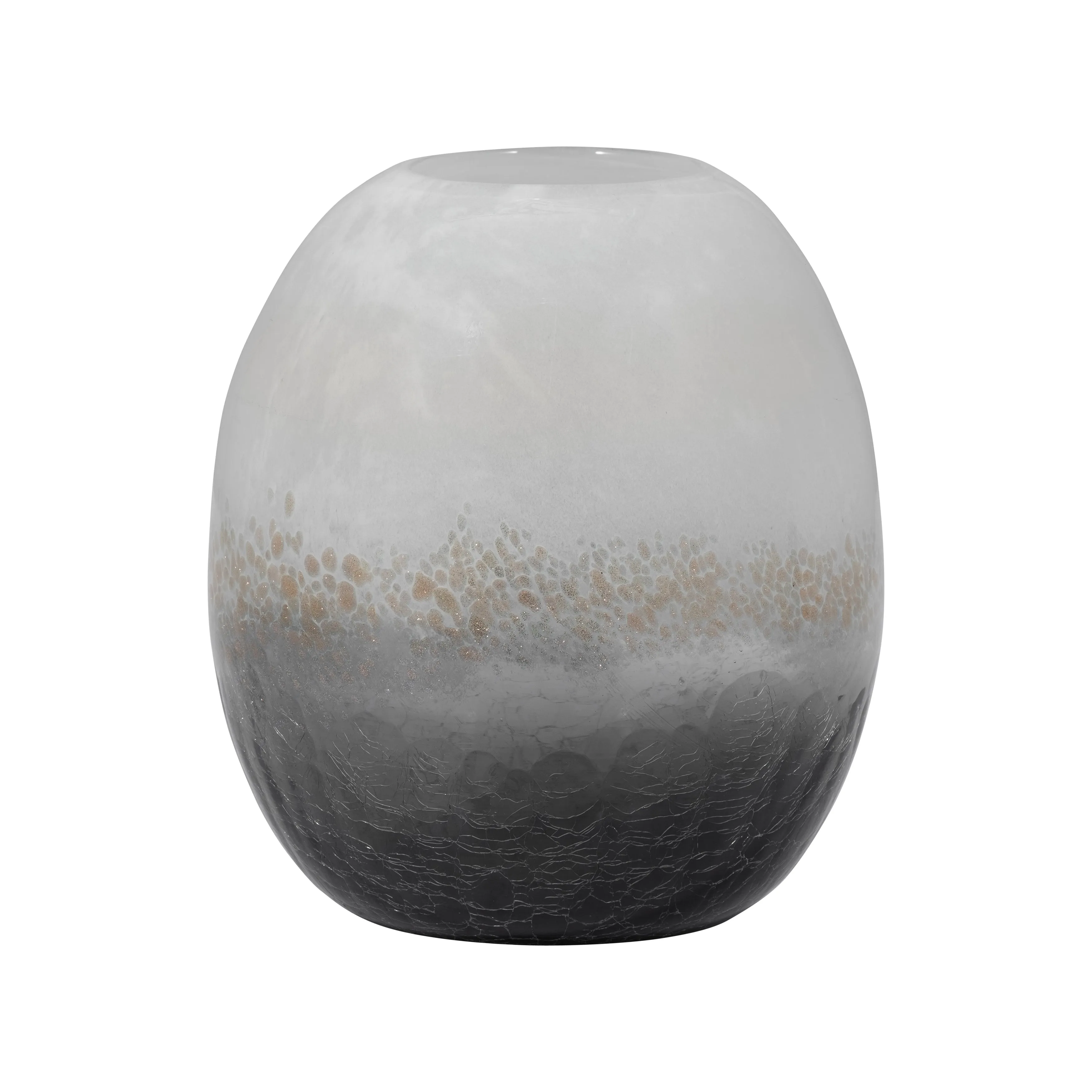 GLASS, 8" CRACKLE VASE, MULTI