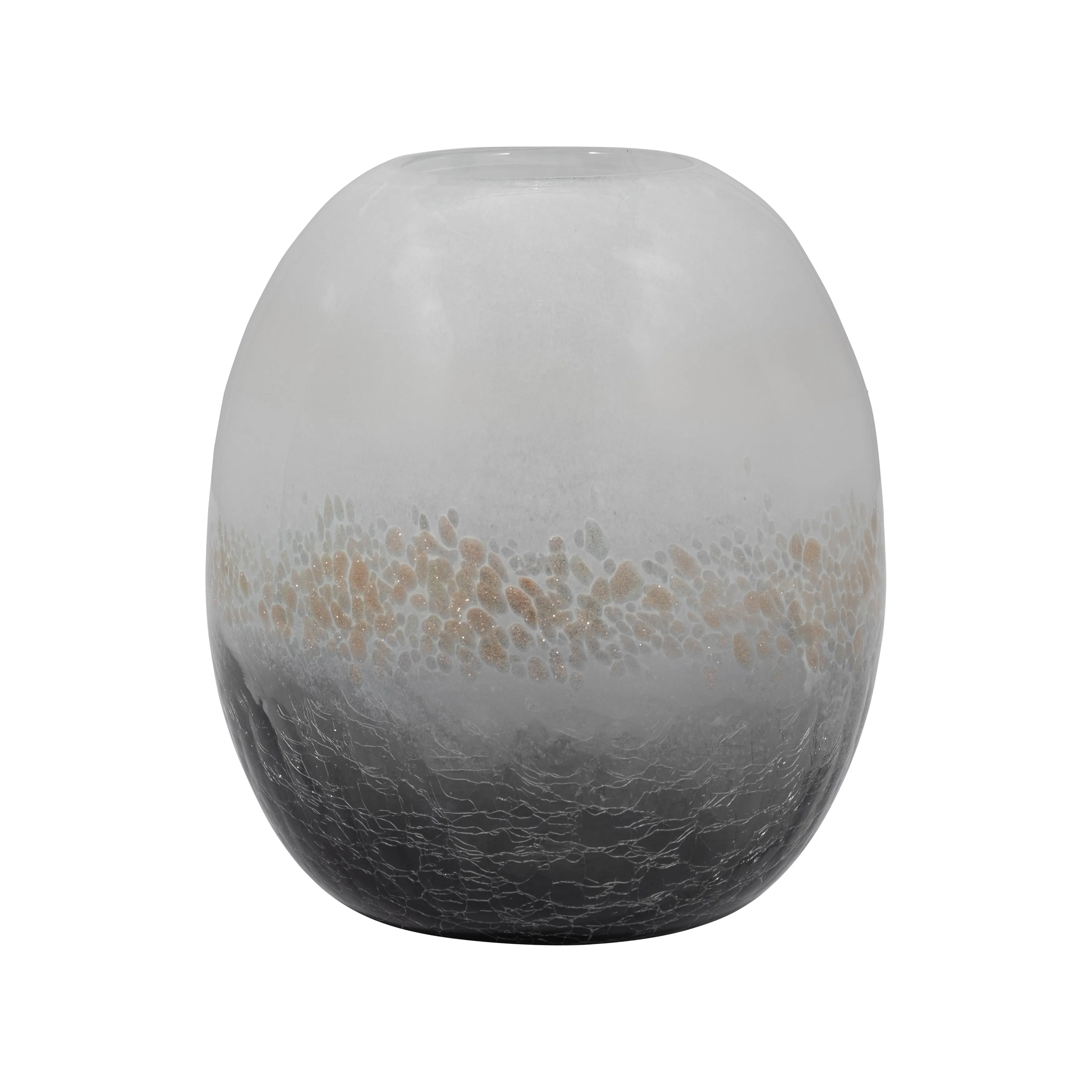 GLASS, 8" CRACKLE VASE, MULTI