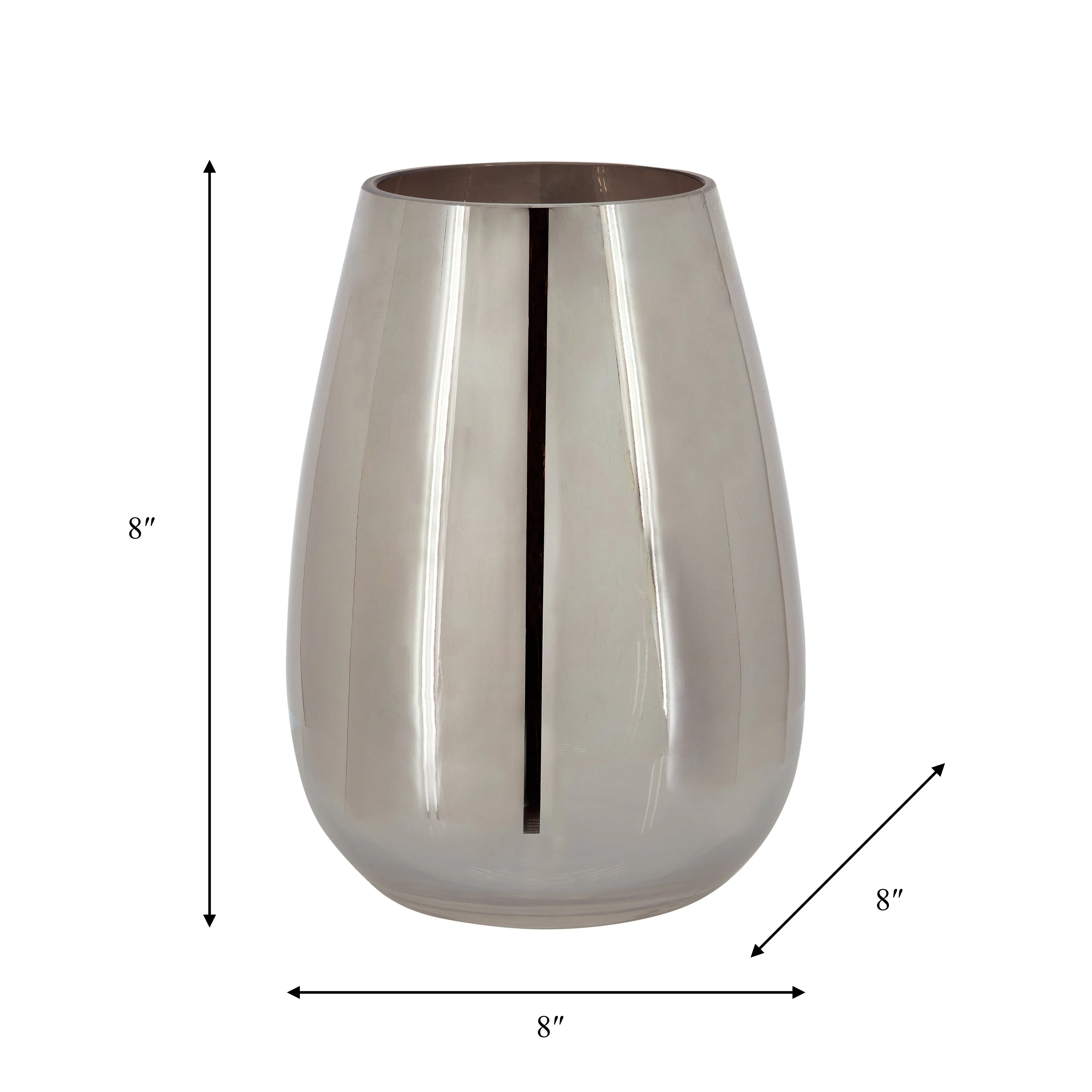 GLASS 8"H METALLIC VASE, SILVER