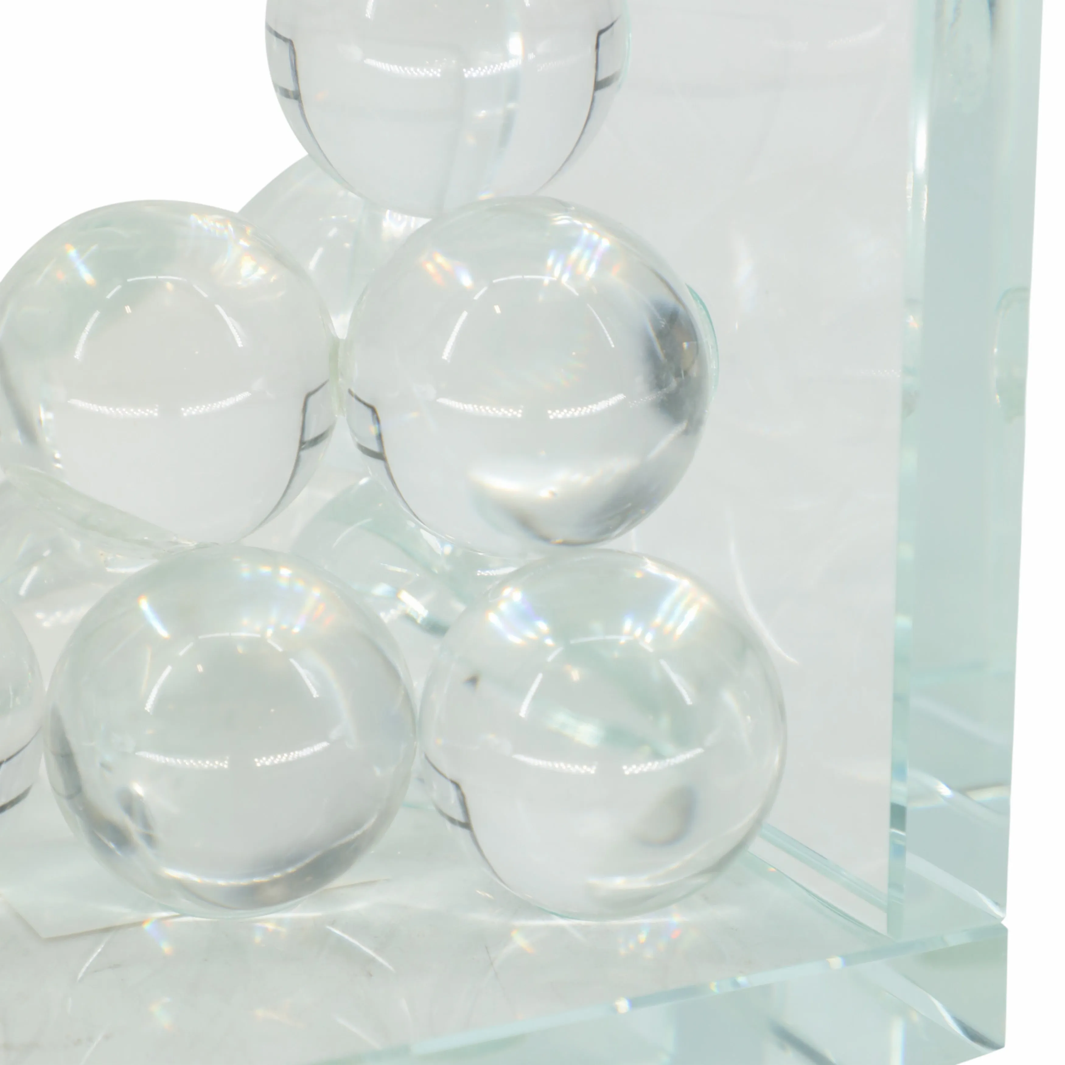 GLASS, S/2 6" ORB BOOKENDS, CLEAR