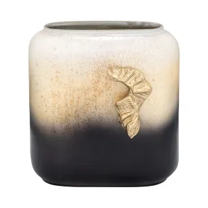 GLASS,10",VASE W/WING HANDLE,CHAMPAGNE/BLK