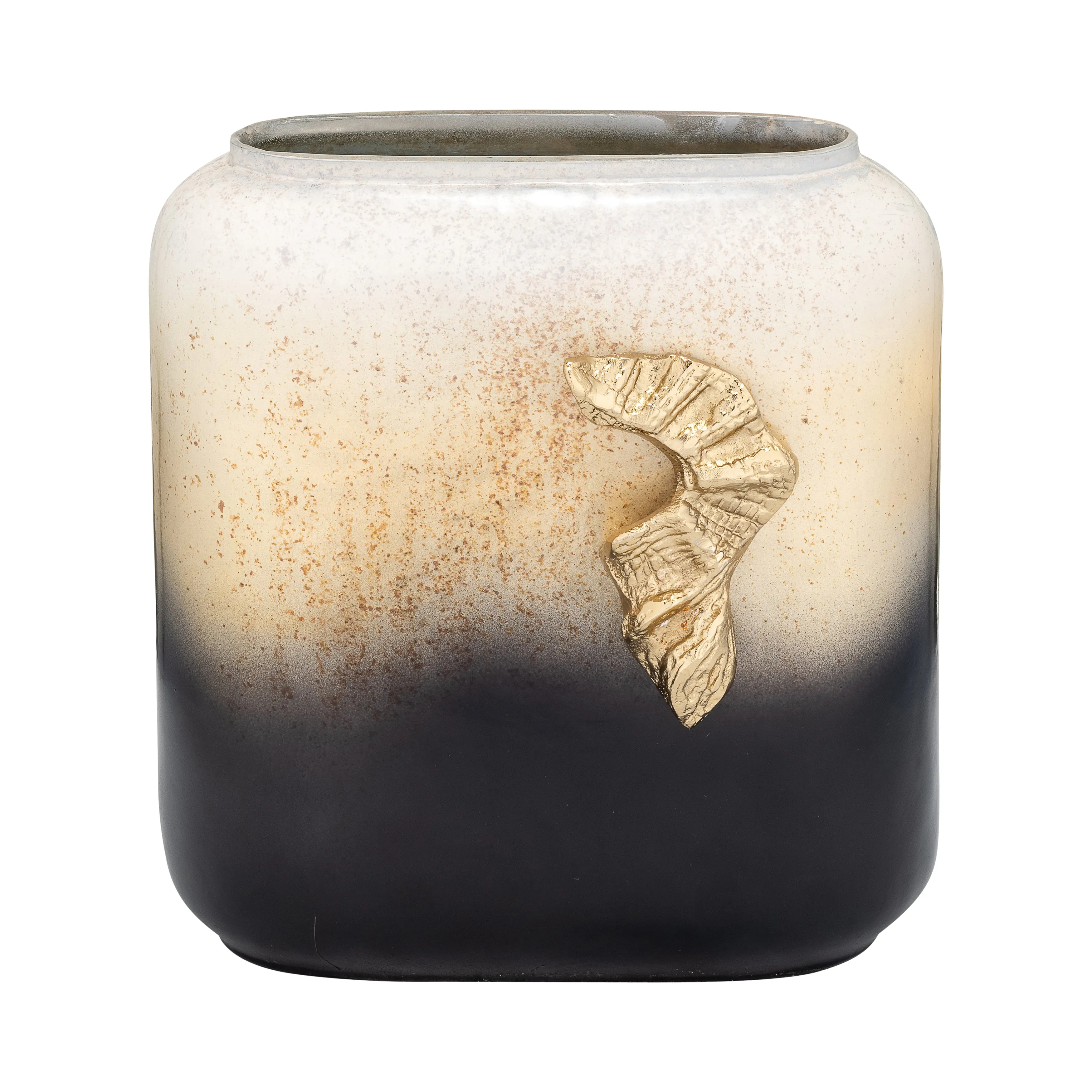 GLASS,10",VASE W/WING HANDLE,CHAMPAGNE/BLK