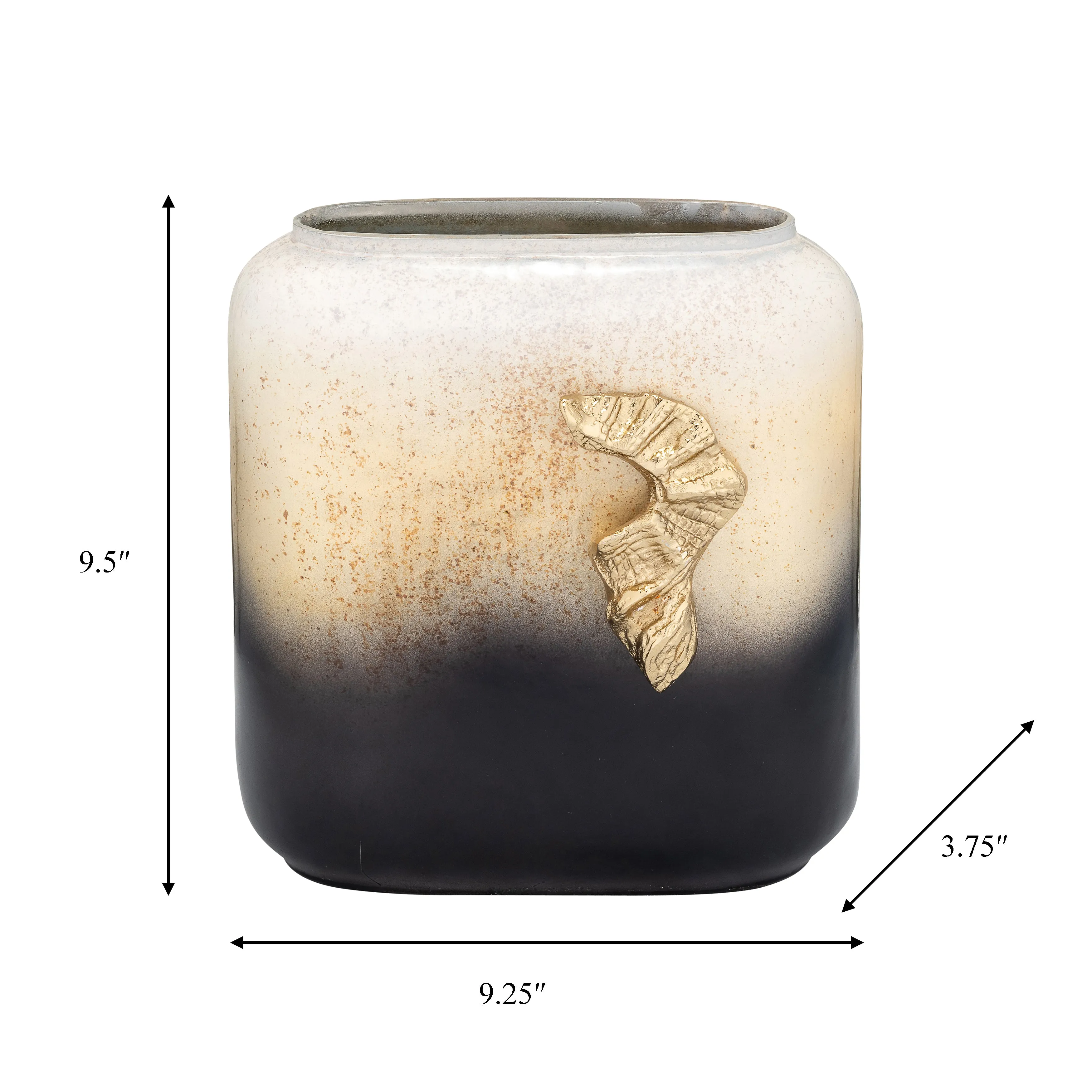 GLASS,10",VASE W/WING HANDLE,CHAMPAGNE/BLK