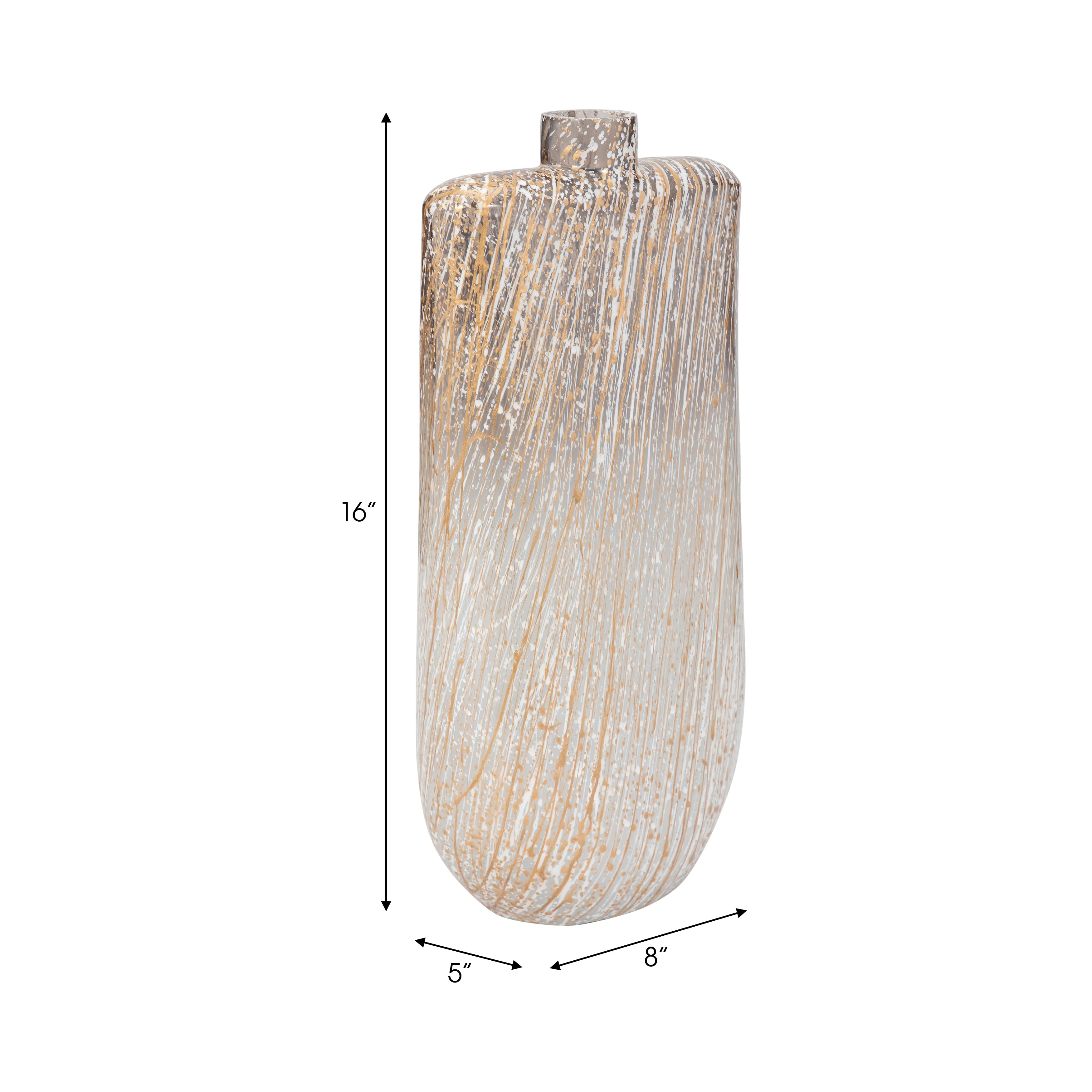 GLASS,16",STRIPED STAINED VASE,MULTI