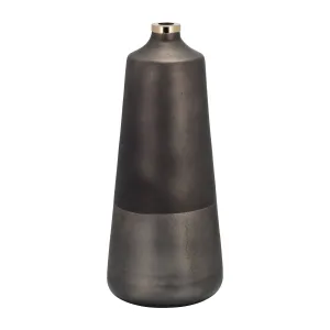GLASS,21"H VASE W/RING, BRONZE