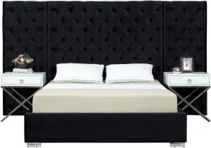 Grande Black Velvet King Bed (3 Boxes)