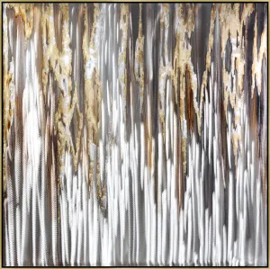 Hand Painted Textured Aluminum With Foil In Frame - Light Brown
