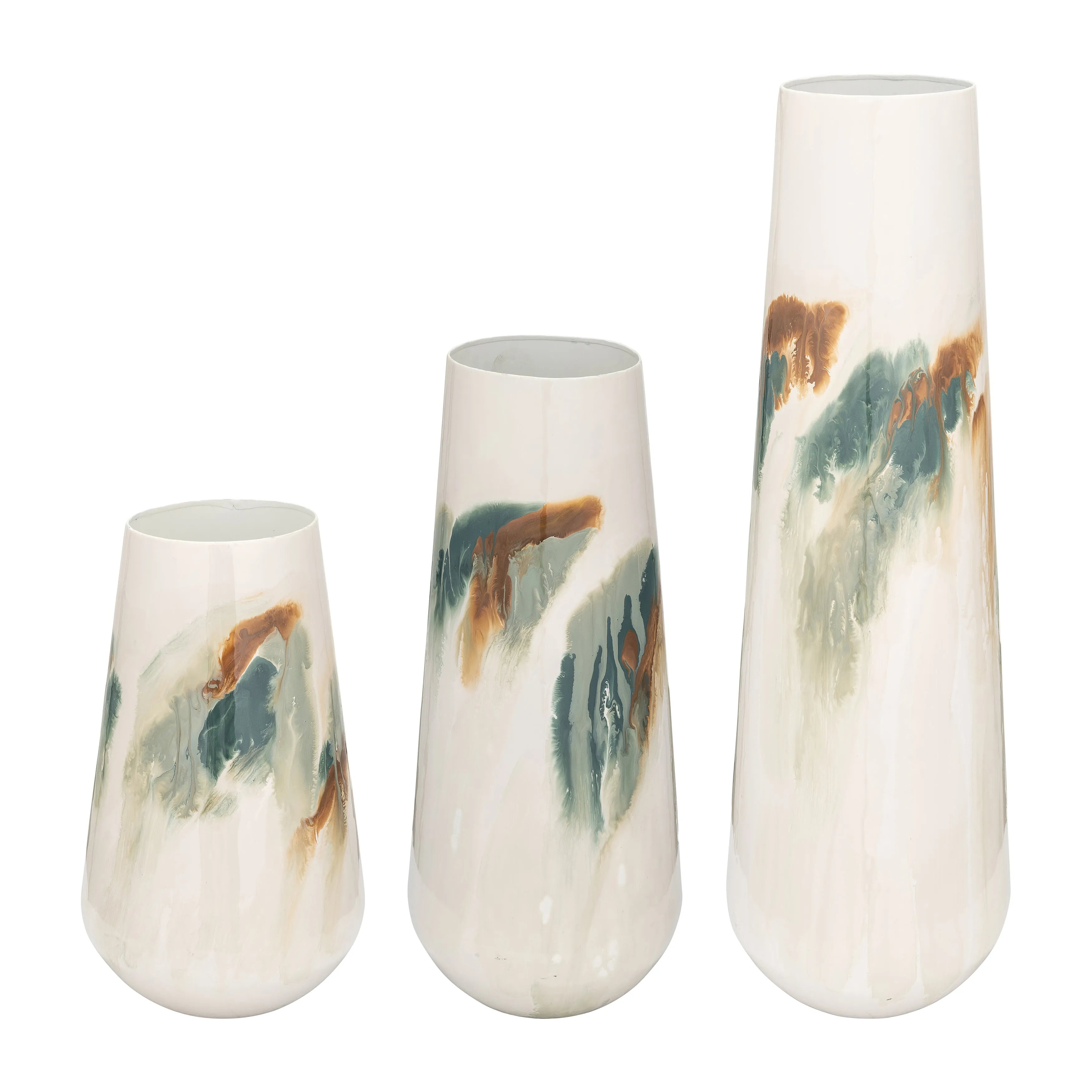 IRON,13"H,COLORED STAINED VASE,WHITE