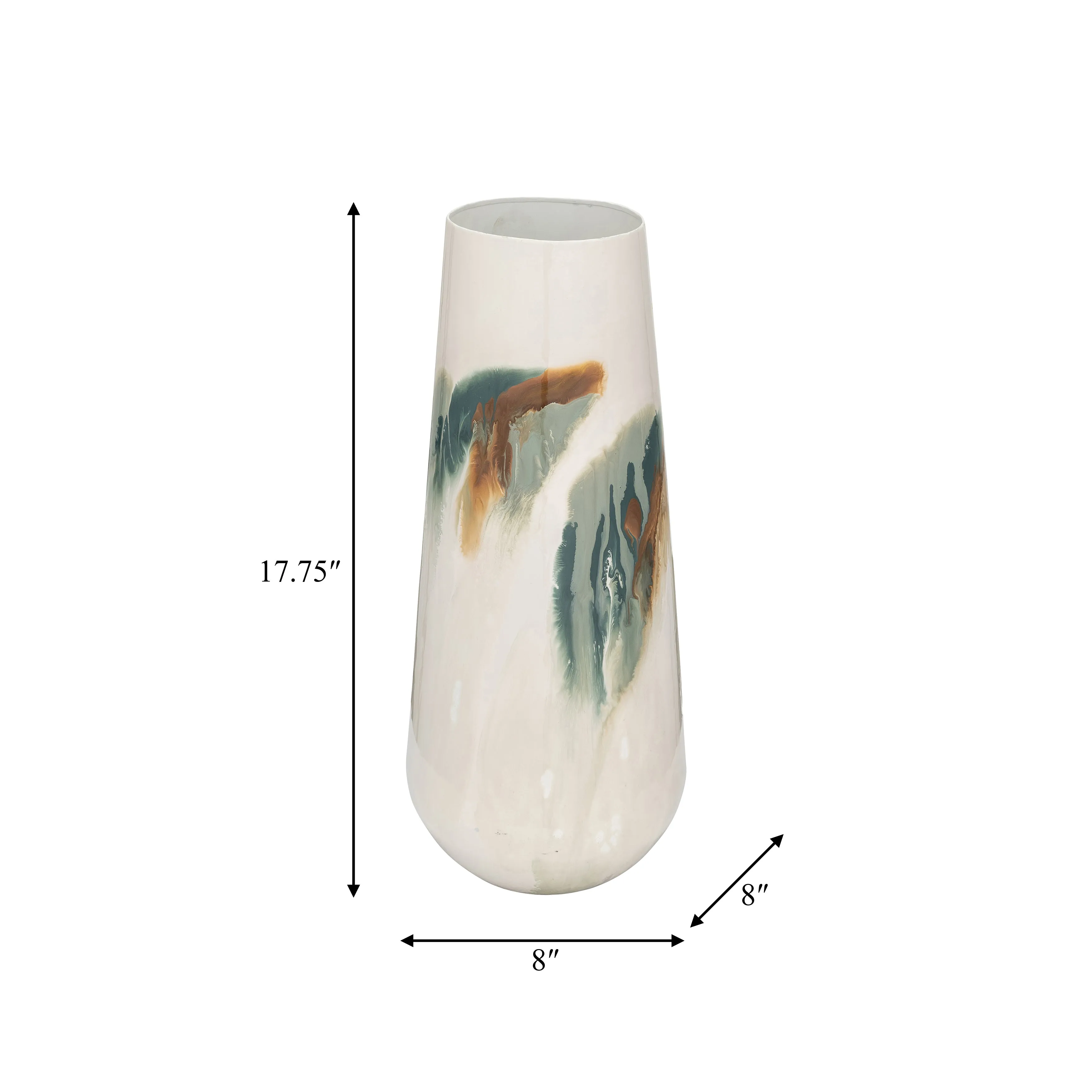IRON,17"H,COLORED STAINED VASE,WHITE