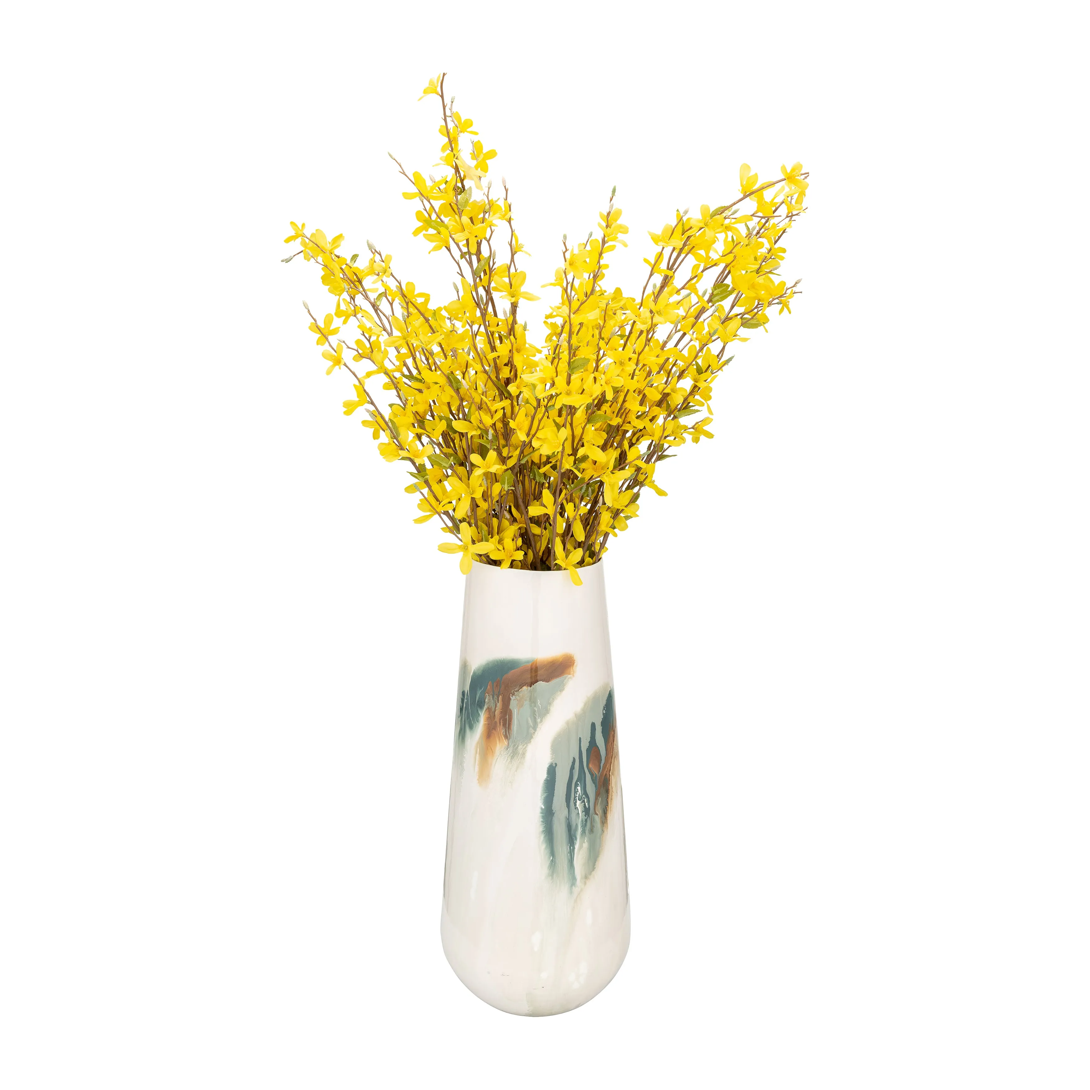 IRON,17"H,COLORED STAINED VASE,WHITE