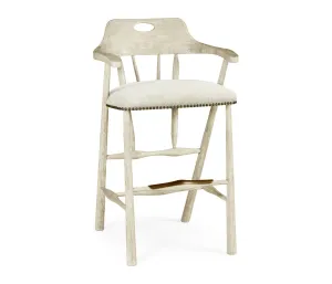 JC Edited - Casually Country Collection - Smokers Style Whitewash Driftwood Bar Stool