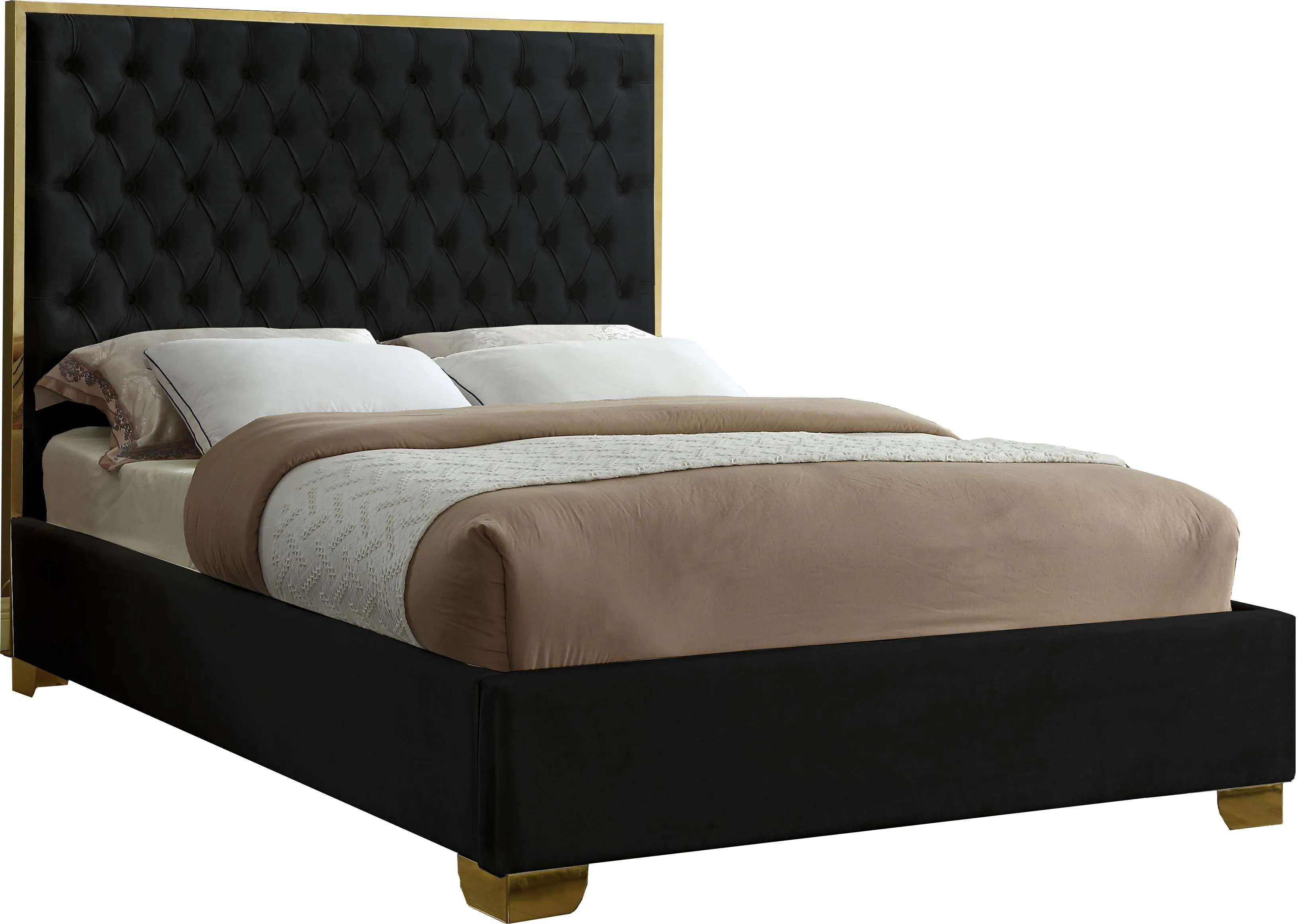 Lana Black Velvet Full Bed