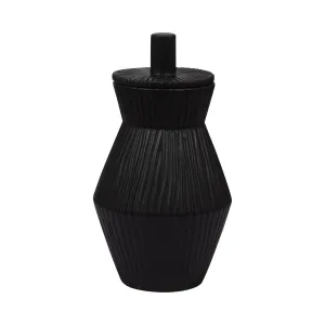 Laurel Small Black Lidded Jar