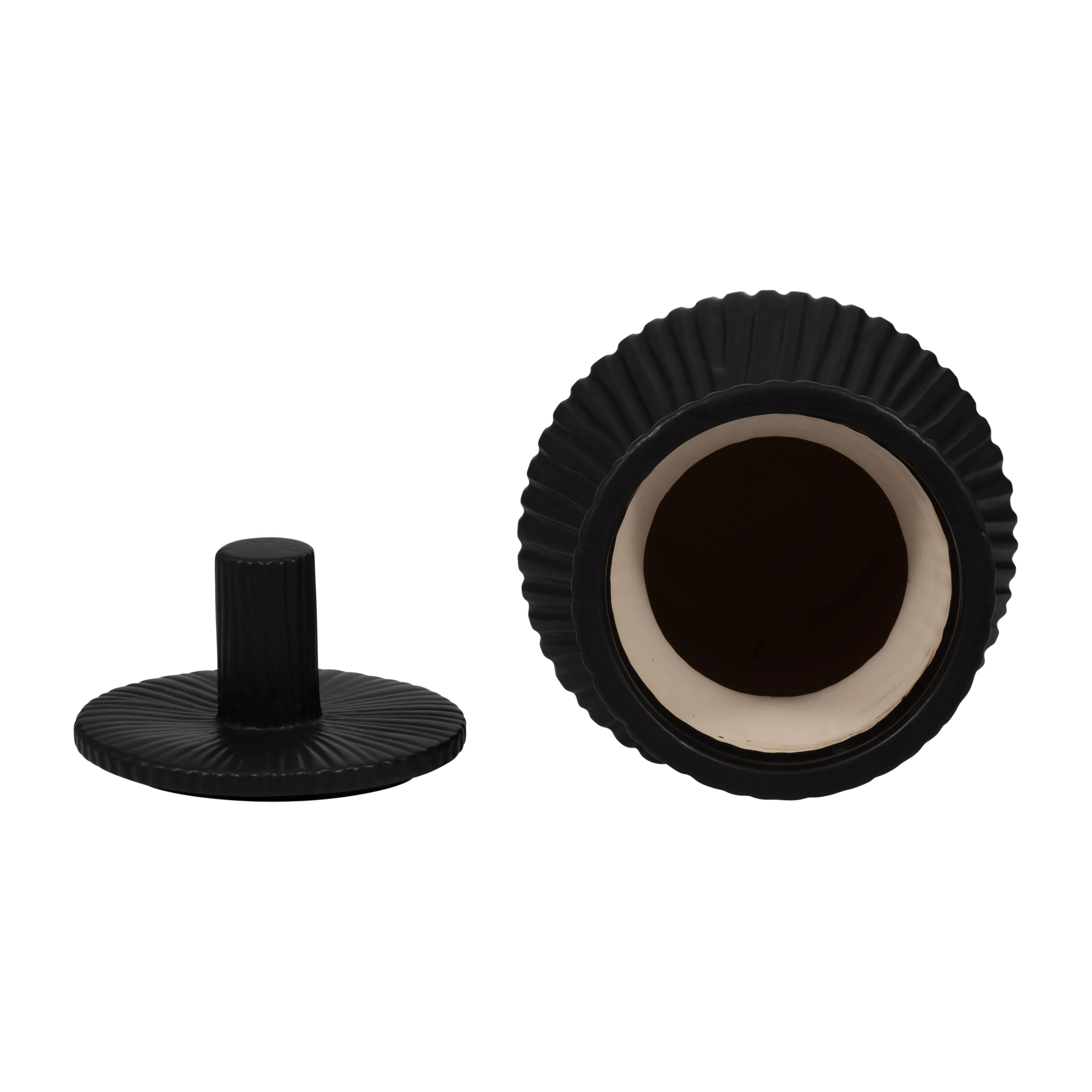 Laurel Small Black Lidded Jar