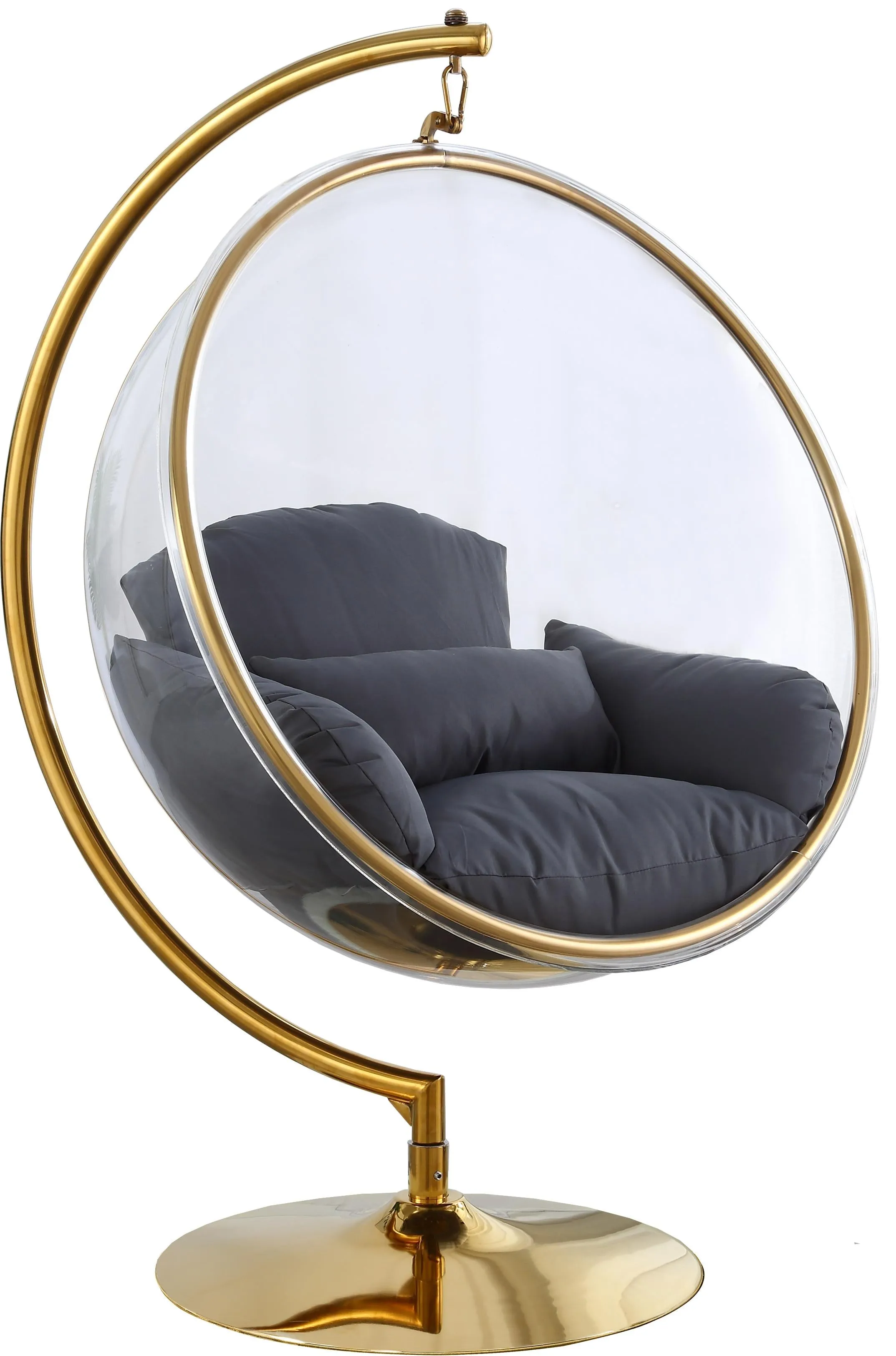 Luna Grey Fabric Acrylic Swing Bubble Accent Chair (2 Boxes)
