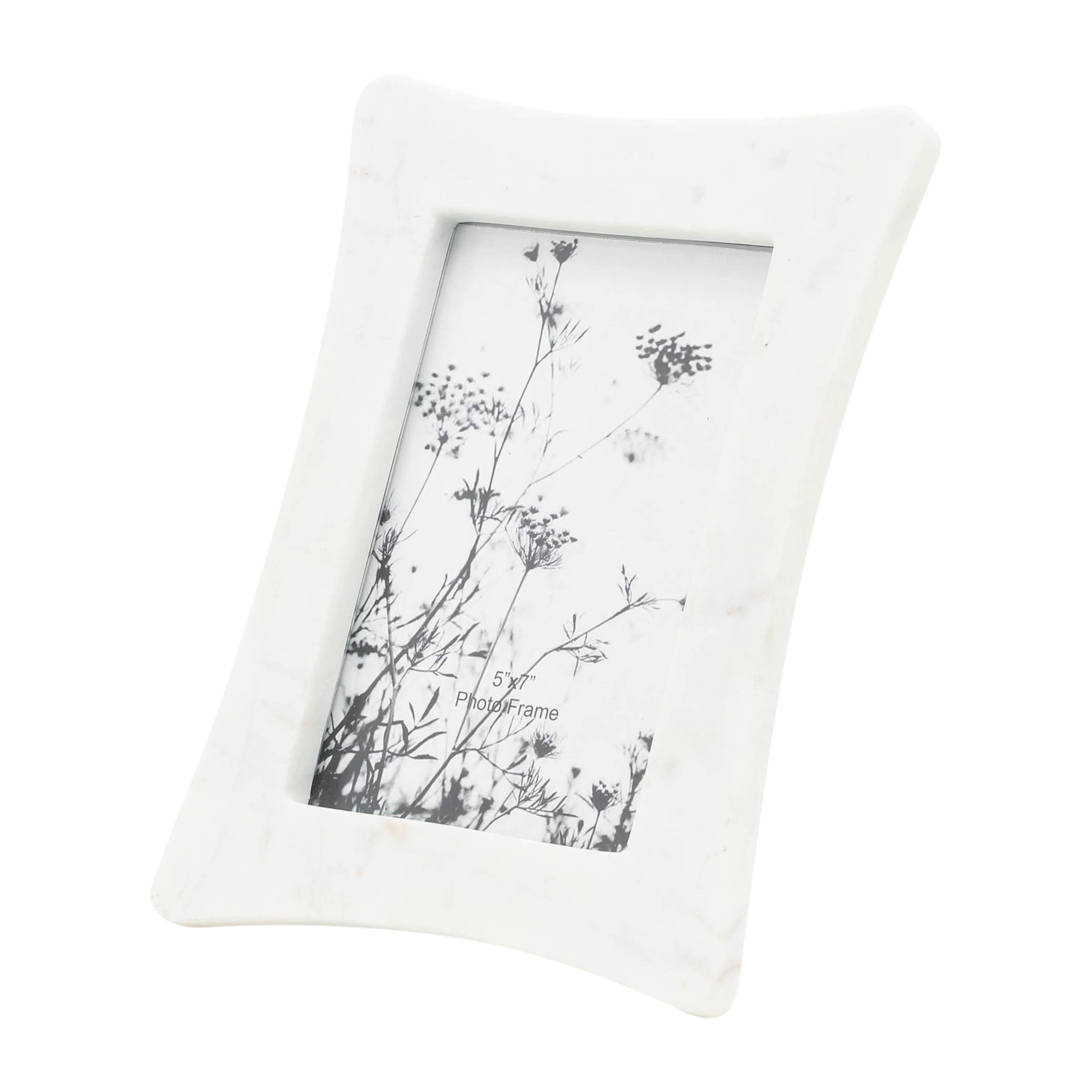 MARBLE, 5X7 CURVED PHOTO FRAME, WHITE