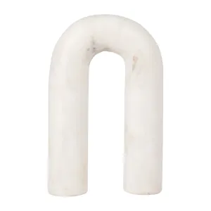 MARBLE, 8" ROUNDED HORSESHOE TABLE TOP DECO, WHITE