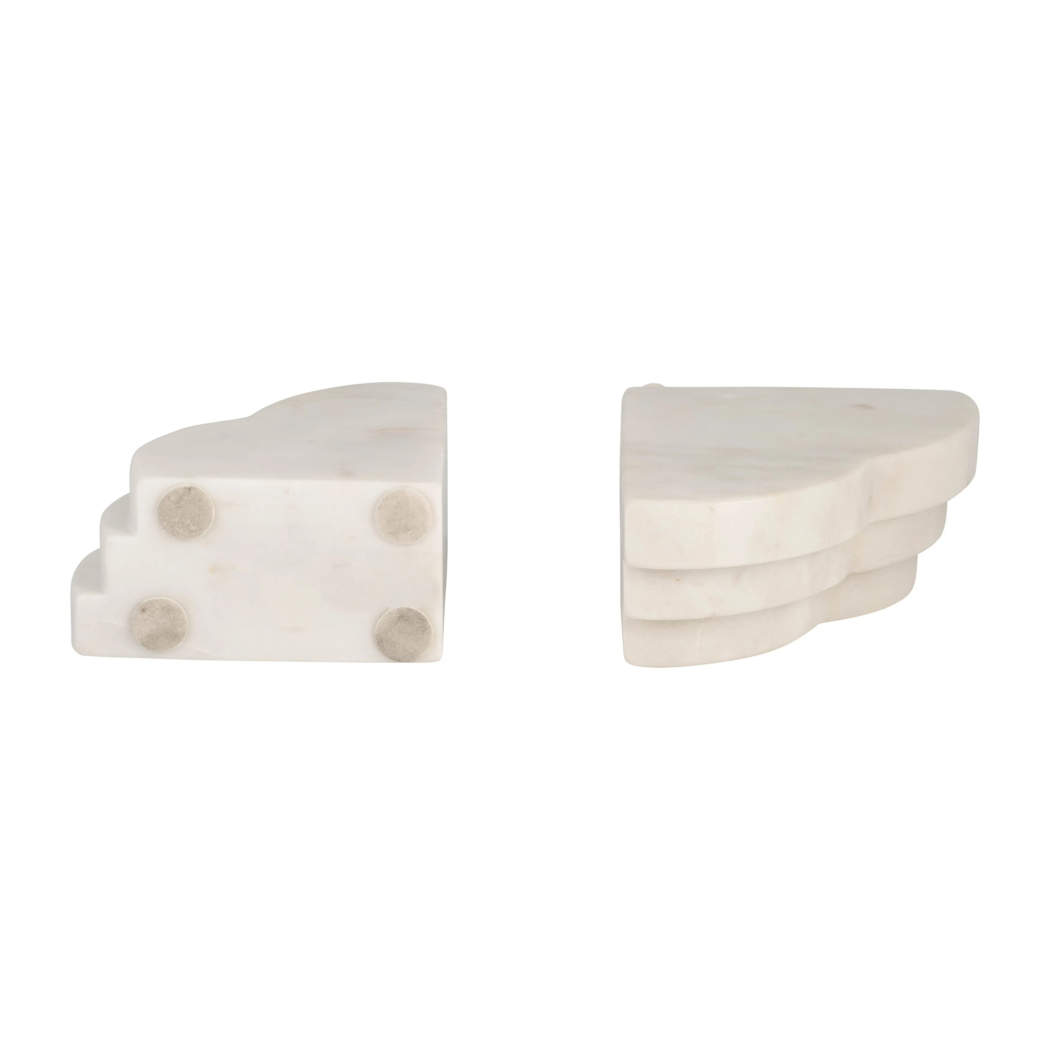MARBLE, S/2 6"H RAINBOW BOOKENDS, WHITE