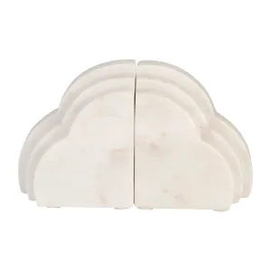 MARBLE, S/2 6"H RAINBOW BOOKENDS, WHITE
