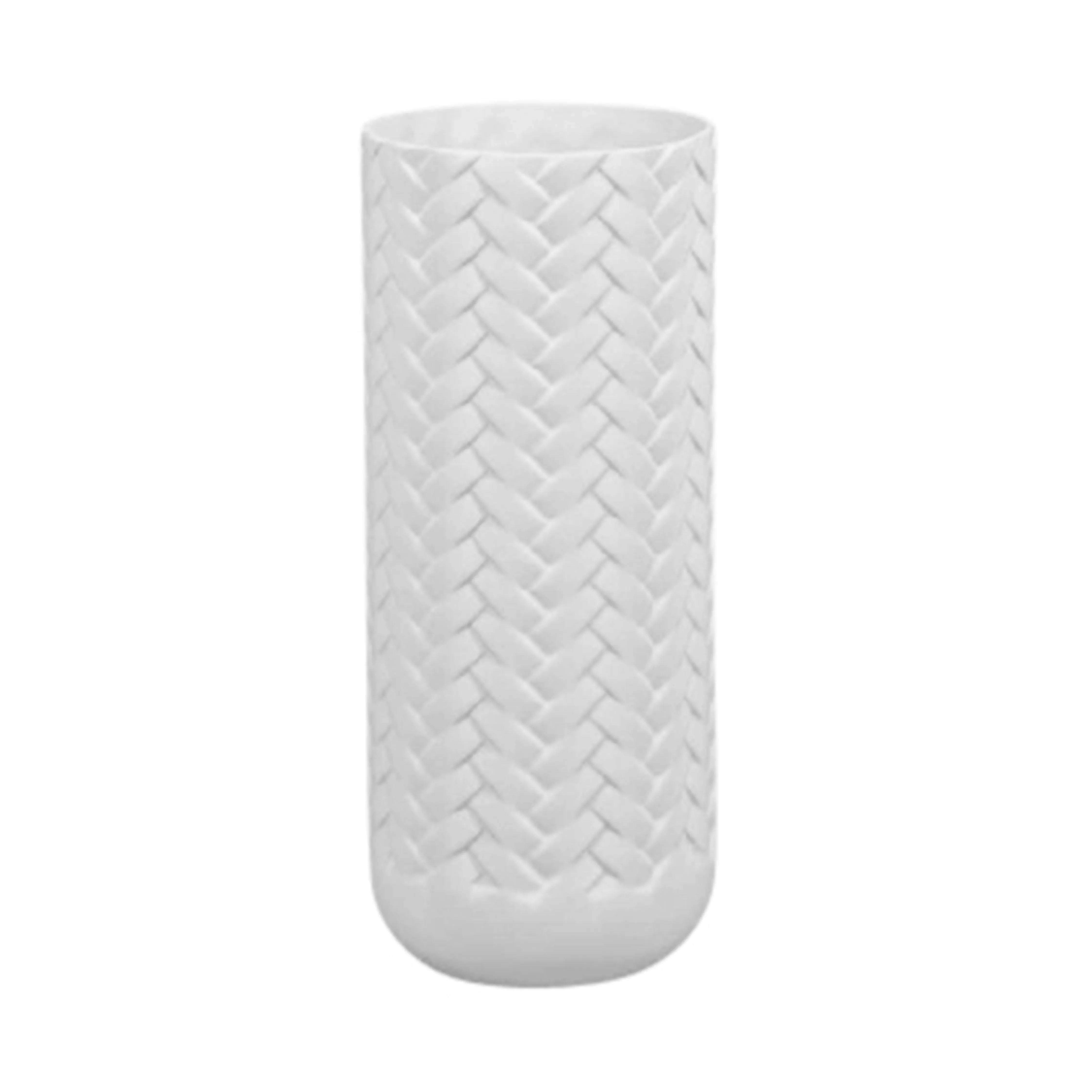 MATTE WHITE WEAVE VASE 8.5"