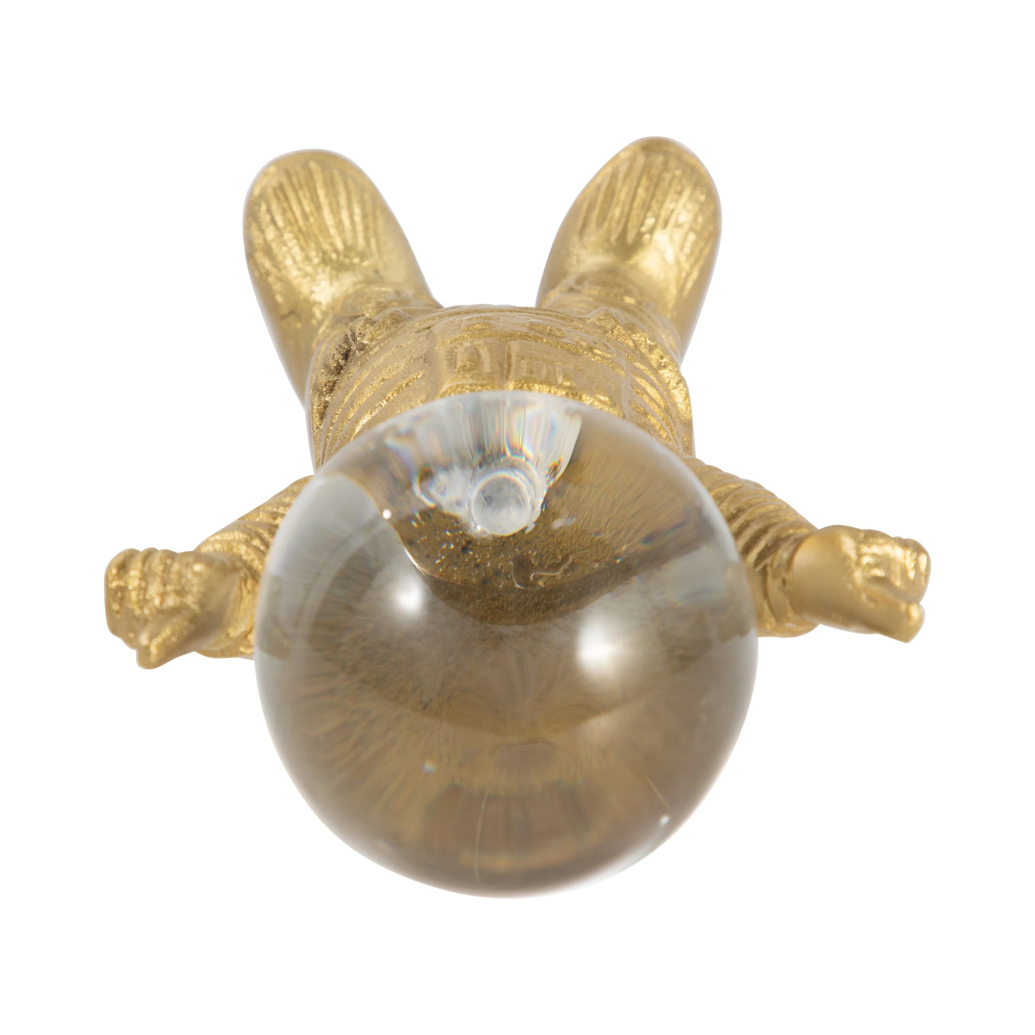 METAL, 10" ASTRONAUT W CRYSTAL ORB HEAD, GOLD/CLEA