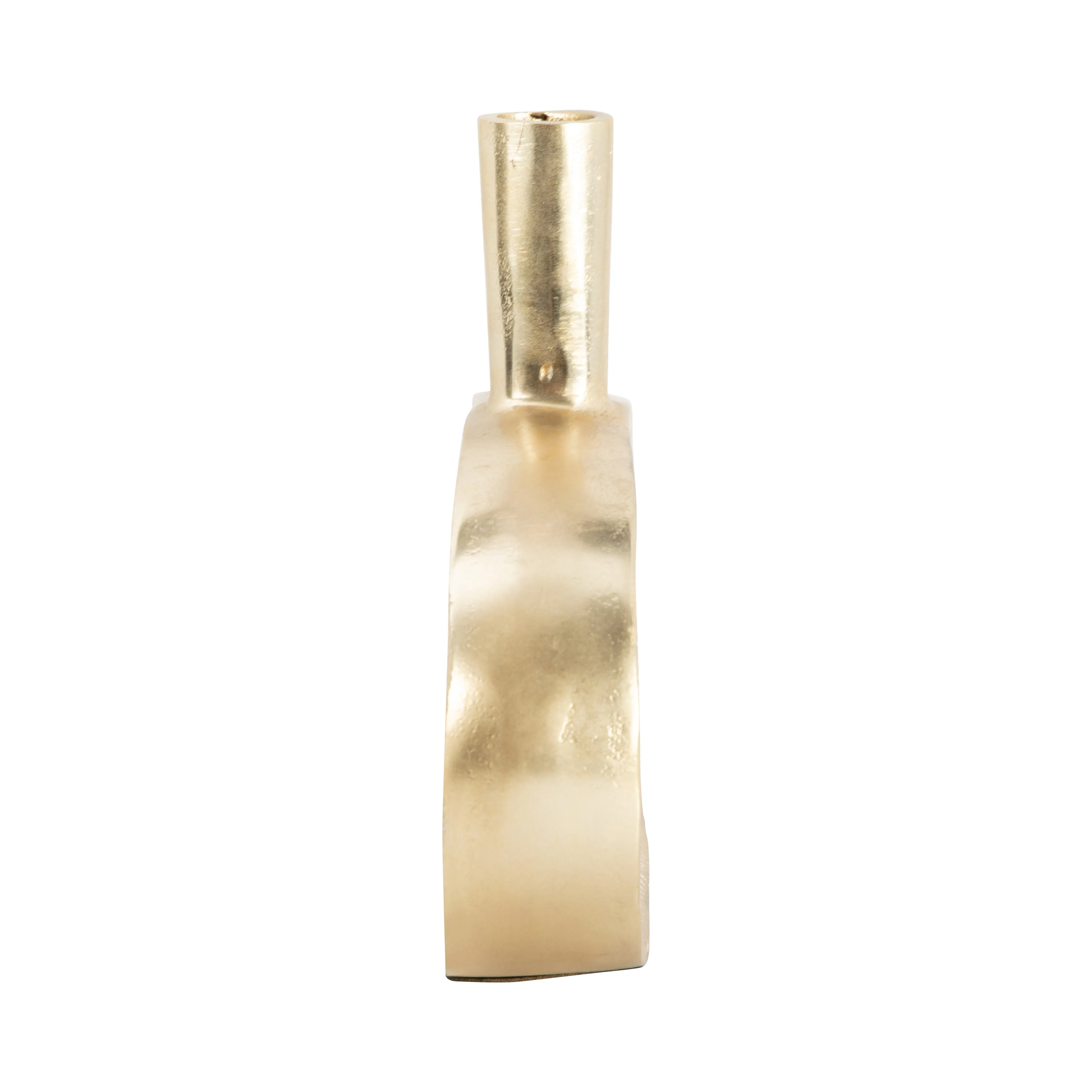 METAL, 10" TRIBAL CUT OUT VASE, GOLD