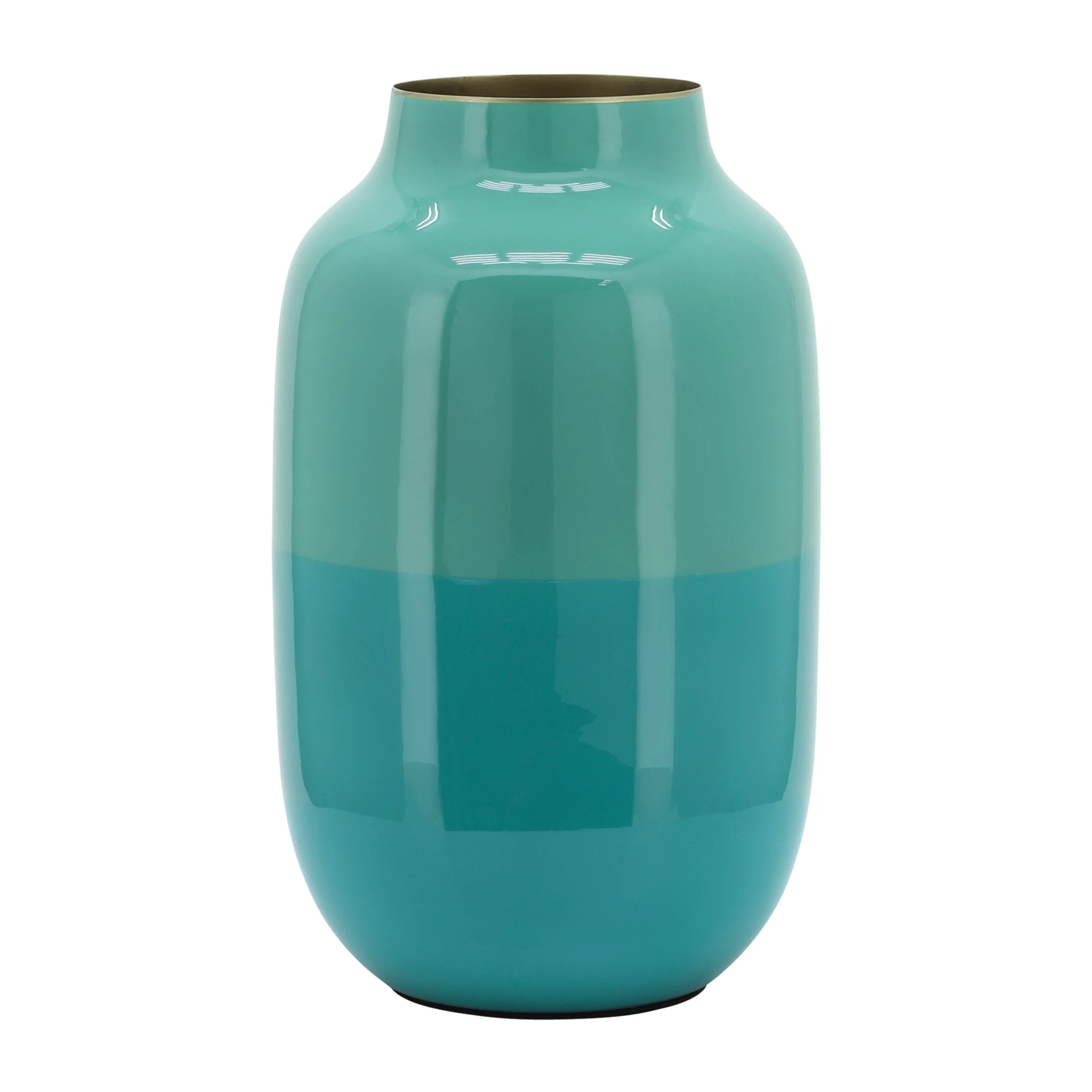 METAL 12" URN VASE, GREEN