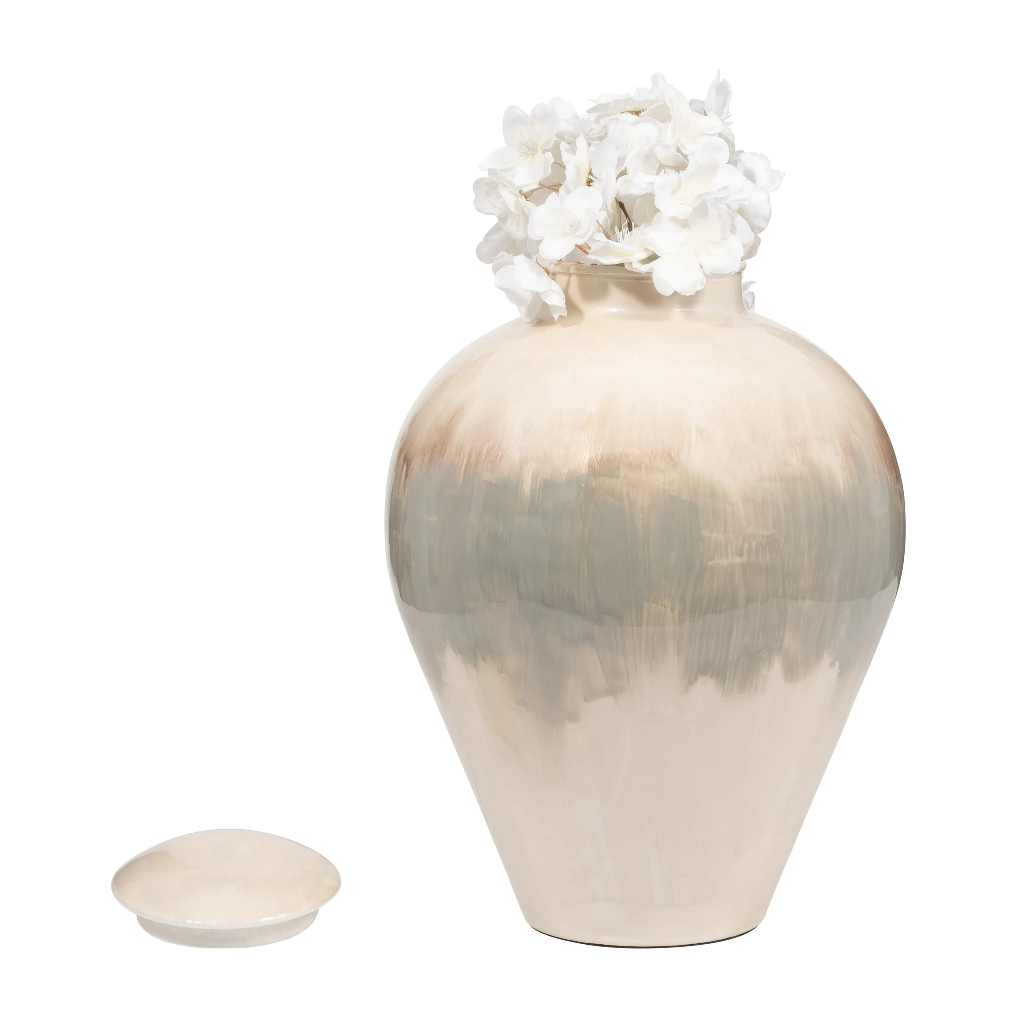 METAL, 14" TEMPLE VASE, PEARL
