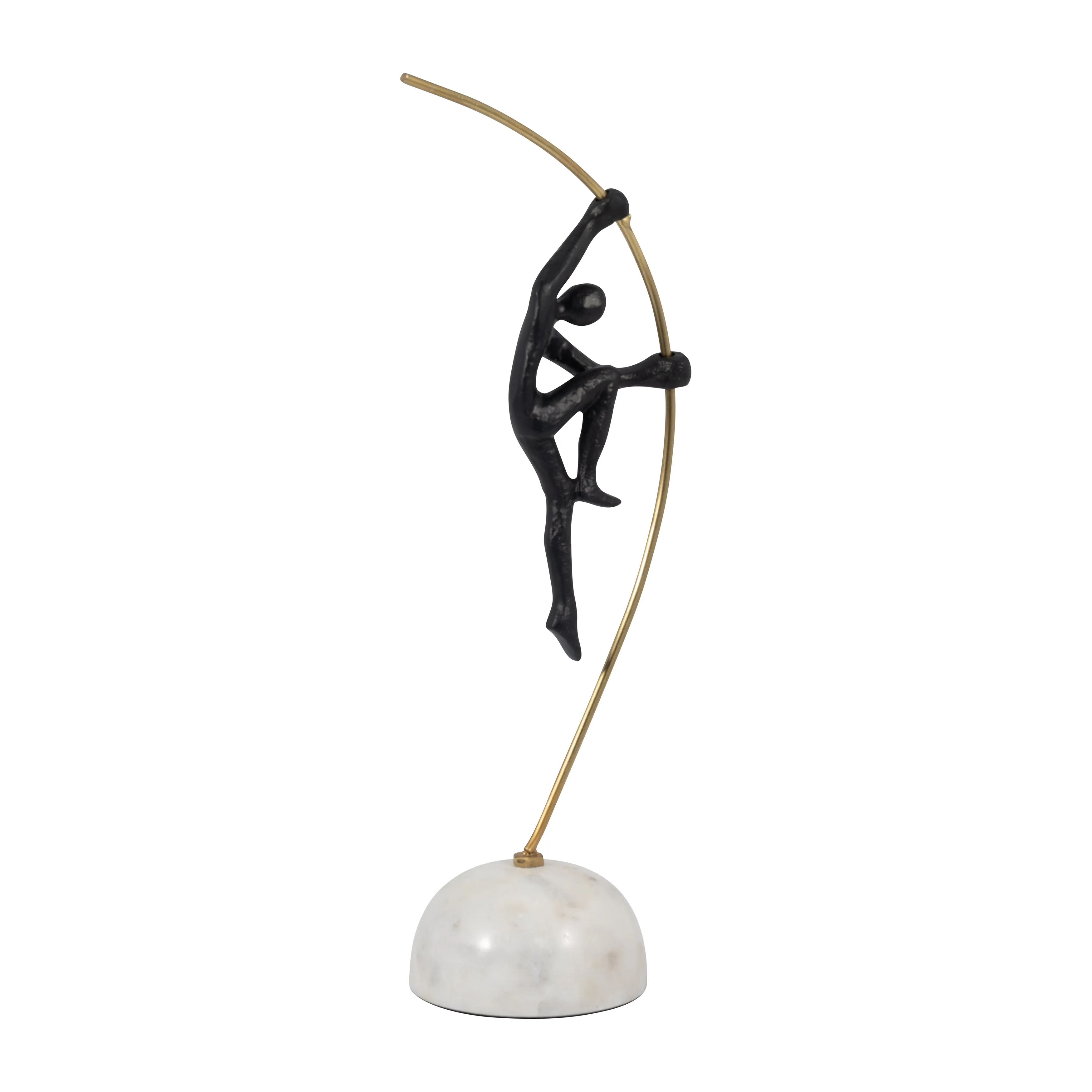 METAL, 16" GYMNAST ON POLE, BLACK/GOLD