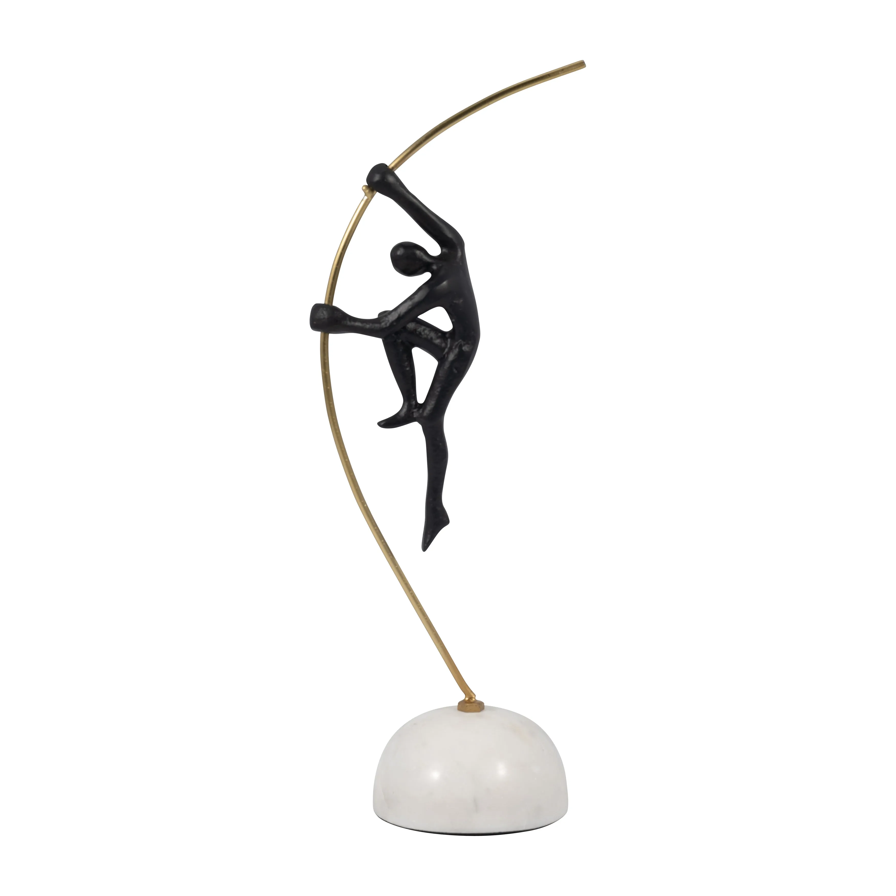 METAL, 16" GYMNAST ON POLE, BLACK/GOLD