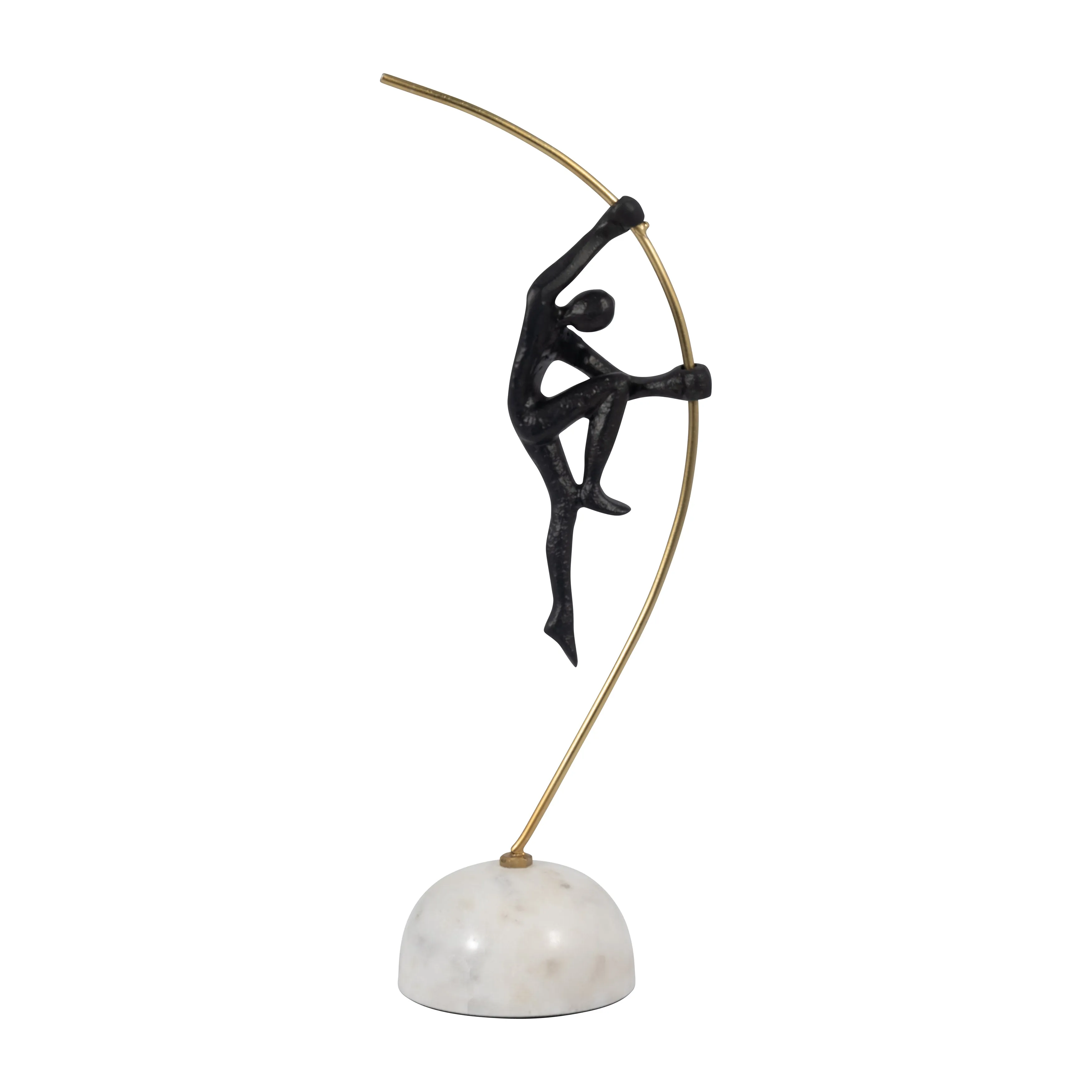 METAL, 16" GYMNAST ON POLE, BLACK/GOLD