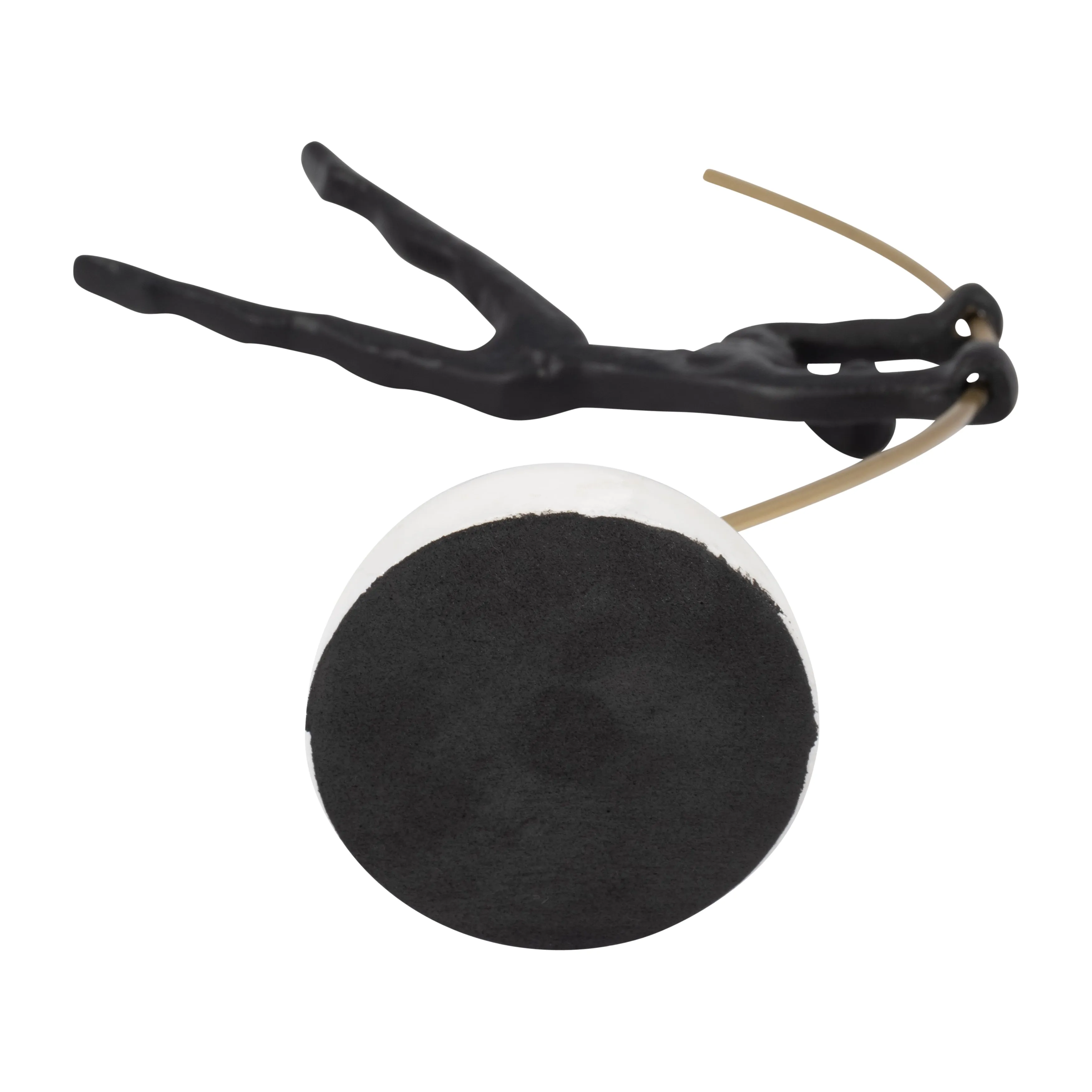 METAL, 17" GYMNAST ON POLE, BLACK/GOLD