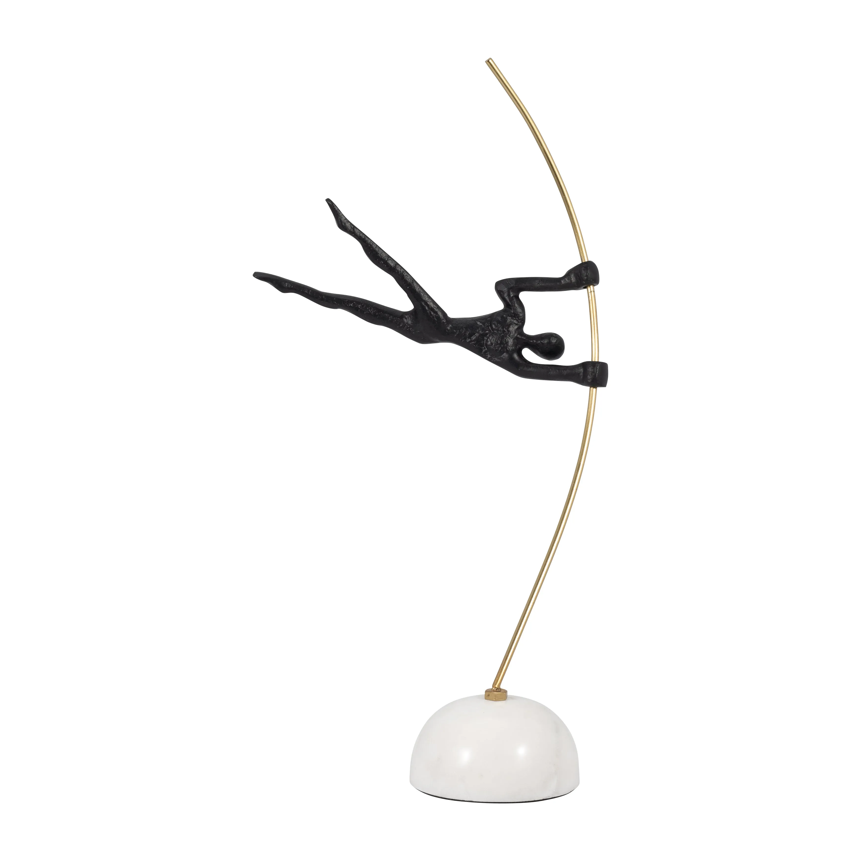 METAL, 17" GYMNAST ON POLE, BLACK/GOLD