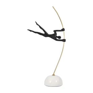 METAL, 17" GYMNAST ON POLE, BLACK/GOLD
