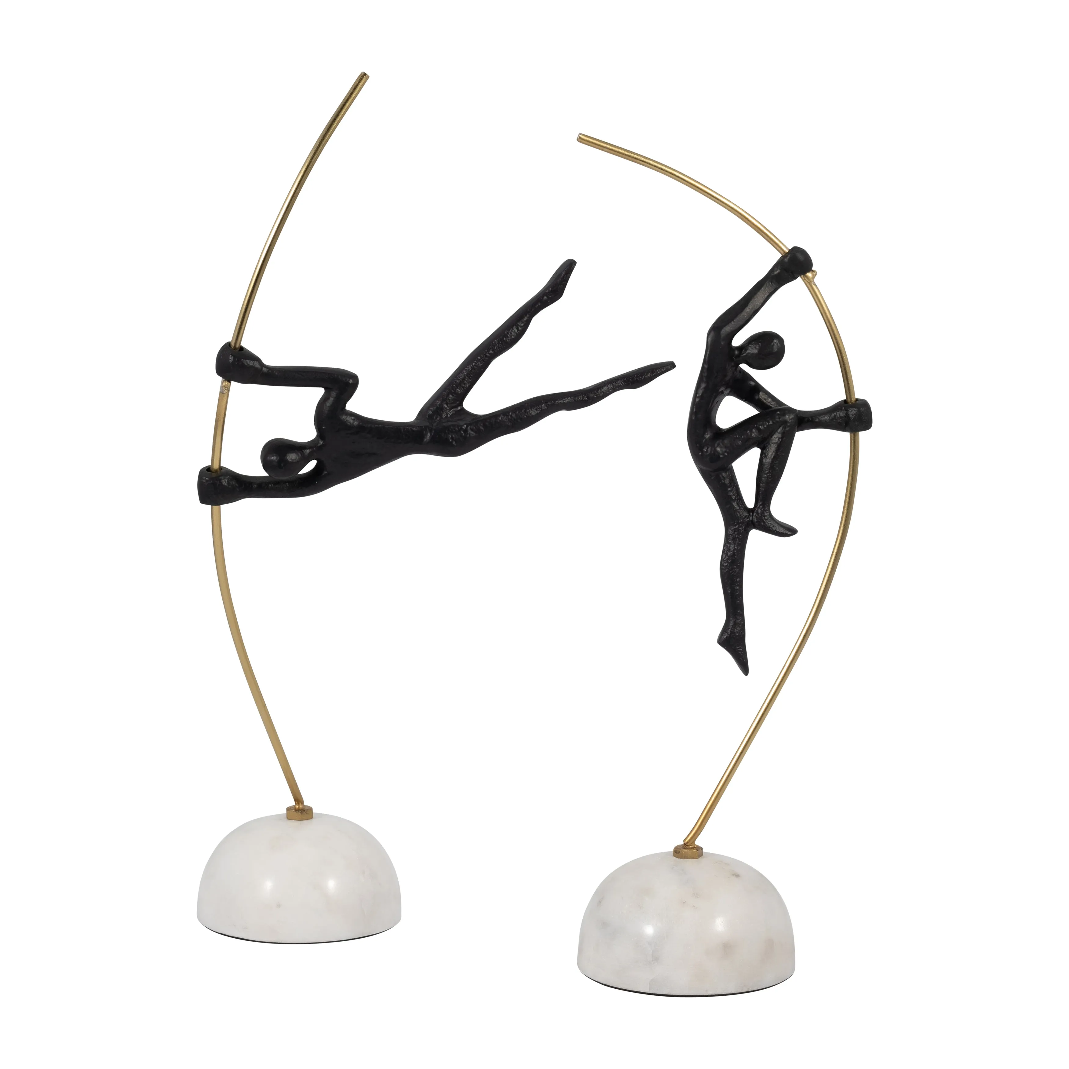 METAL, 17" GYMNAST ON POLE, BLACK/GOLD