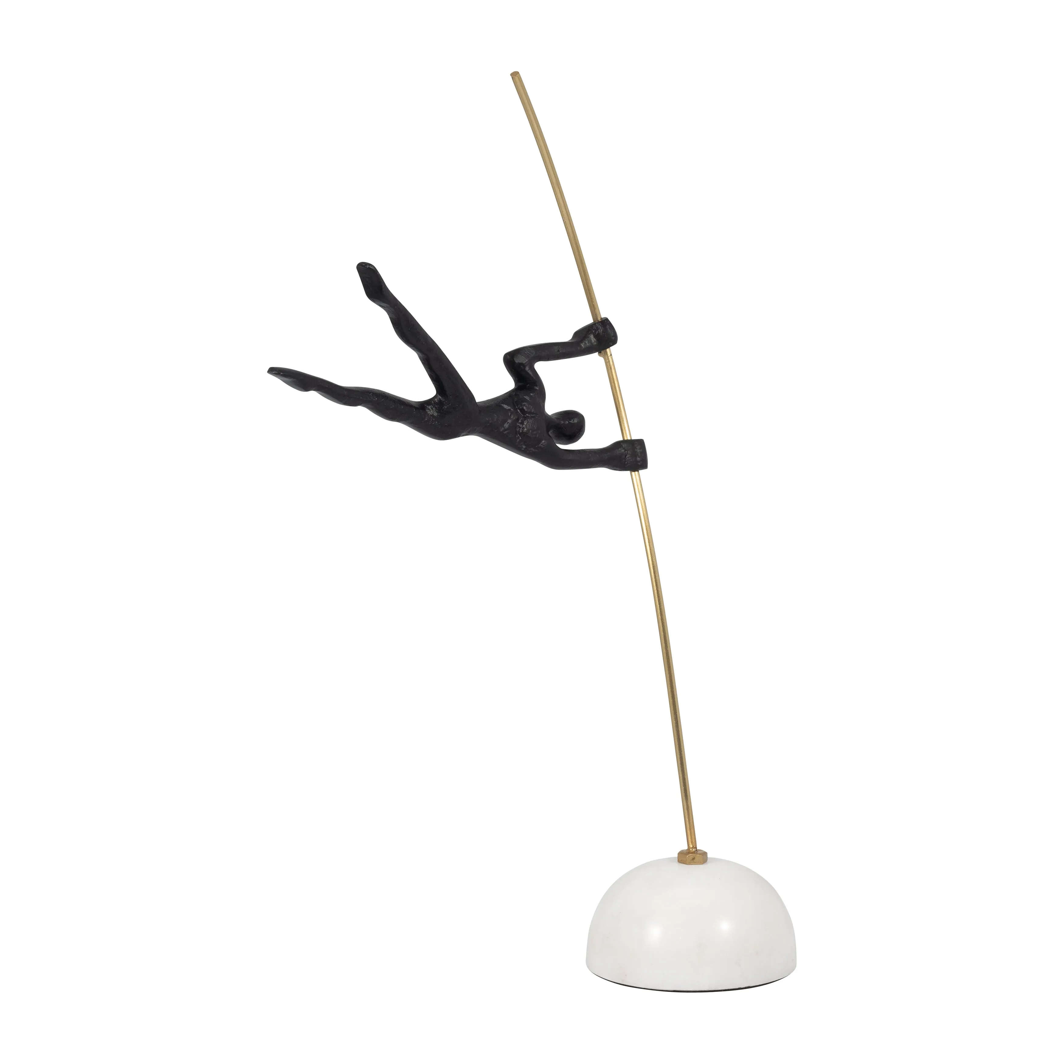 METAL, 17" GYMNAST ON POLE, BLACK/GOLD
