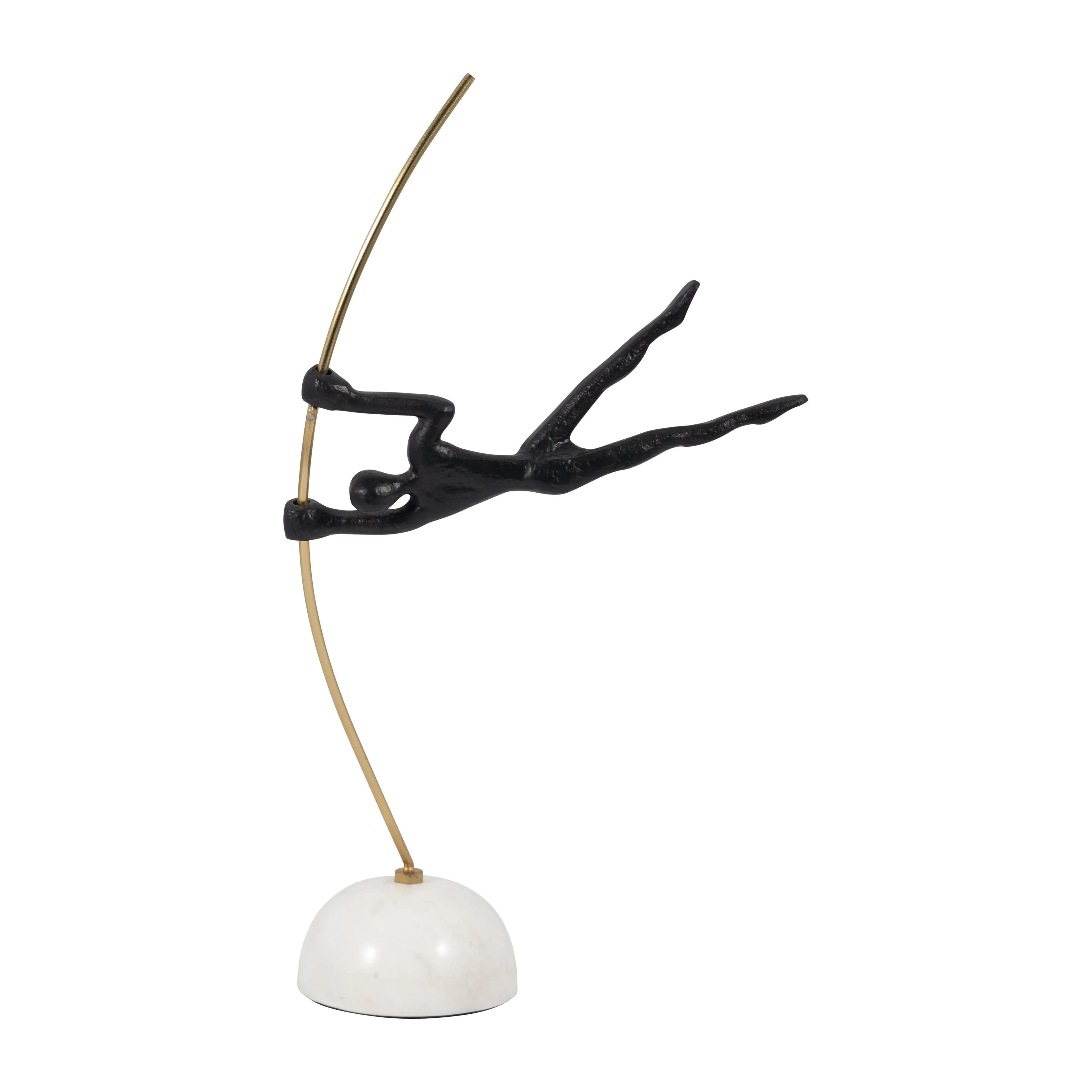 METAL, 17" GYMNAST ON POLE, BLACK/GOLD